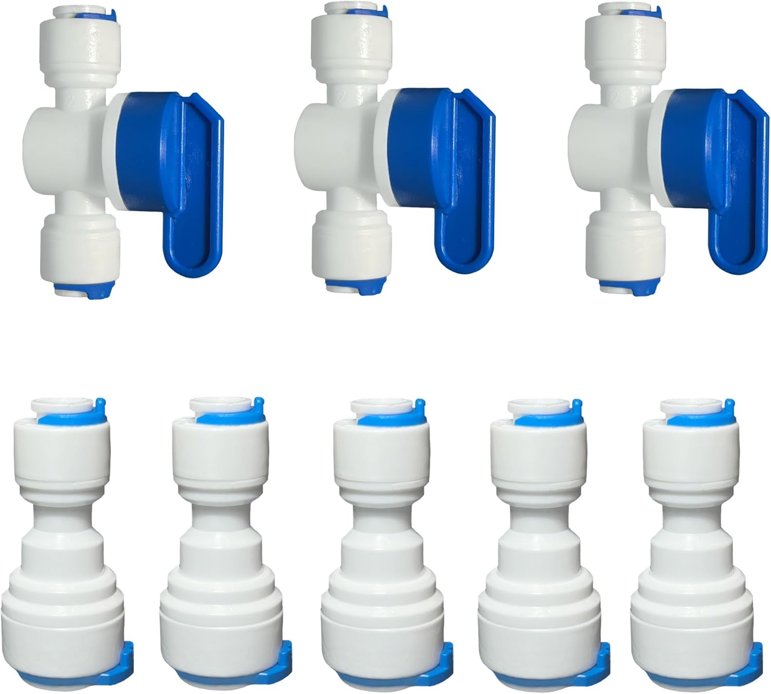 Quick-Connect Plumbing Fittings: 5 Pcs 1/4" To 3/8" I-Type And 3 Pcs 1/4 Inch Ball Valve Quick Connectors Push-to-Connect Fittings For Reverse Osmosis Water Pipes Quick Connectors For Water Systems