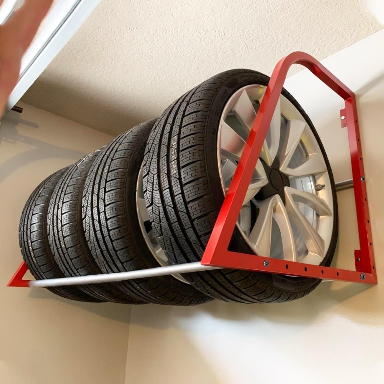 Porta Pneumatici da Parete, Porta Pneumatici da Parete con raccordi, Facile da Montare per Magazzini, Locali Attrezzi, Garage