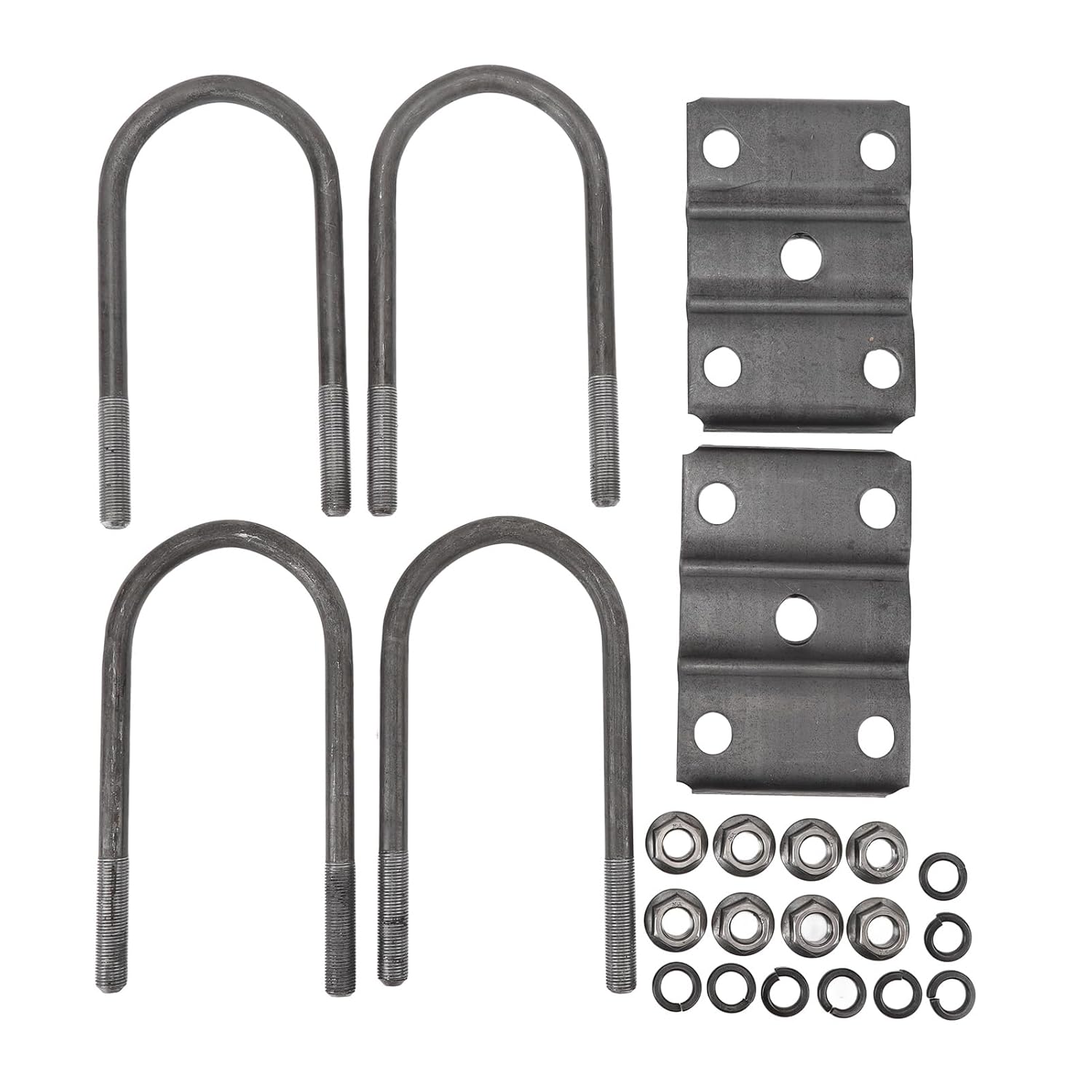Aramox Trailer U Kit Trailer Leaf Spring U Bolts Heavy Duty Rolled Steel for 5200 to 7000lbs 3in Round Axle 7in Long 1/2in Diameter with Tie Plates for 1-3/4in or 2in Leaf Springs