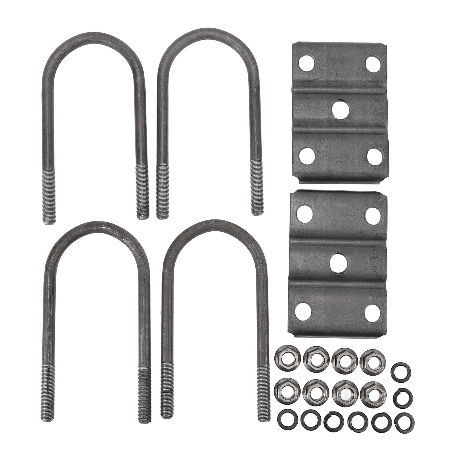 Heavy Duty Trailer U Bolt Kit, 3 Inch Round Axle, Rolled Steel Construction, Enhanced Load Capacity with Tie Plate Design, for 5200 to 7000lbs Leaf Spring Replacement