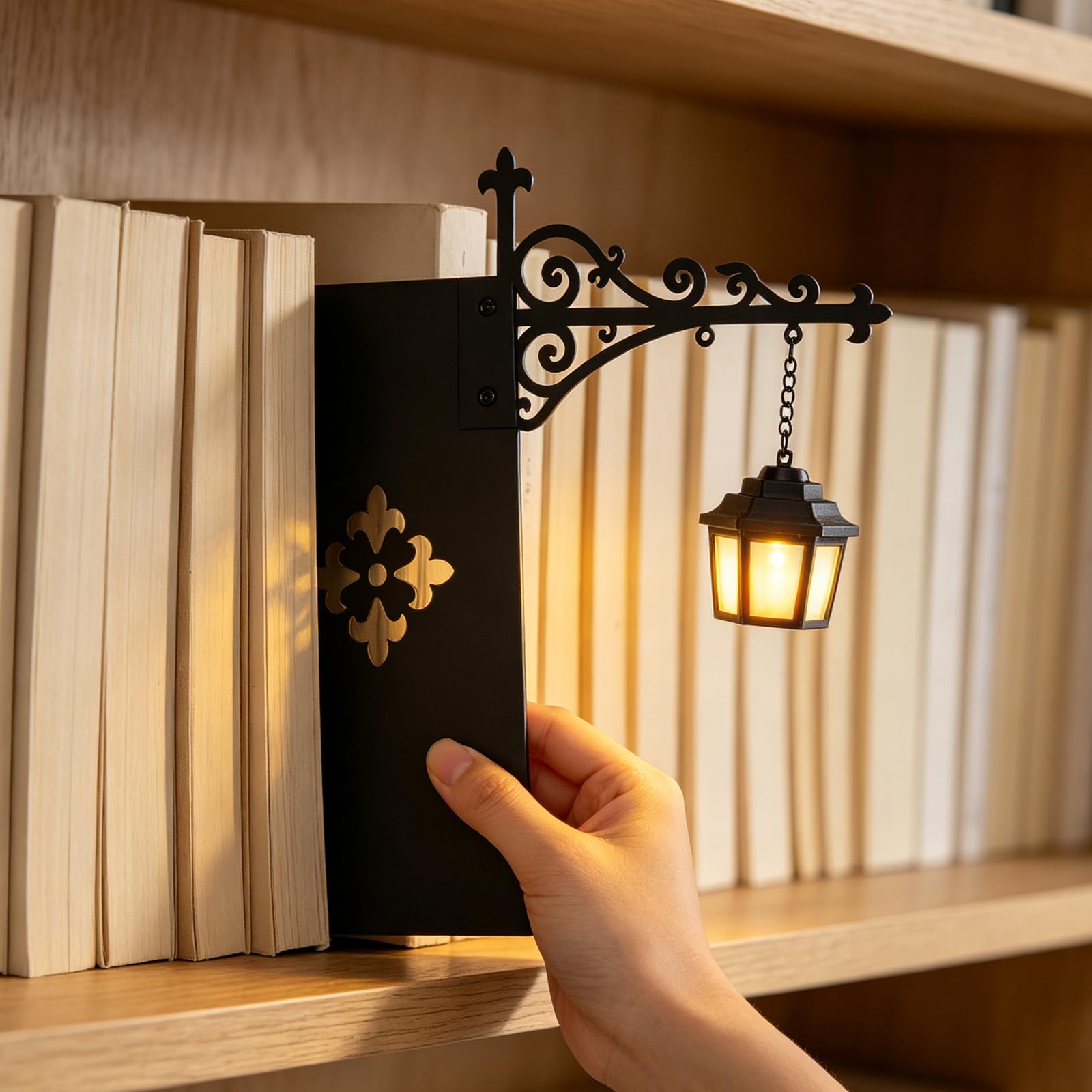 Vintage Library Bookshelf Lamp, LED Book Nook Light for Reading Corner