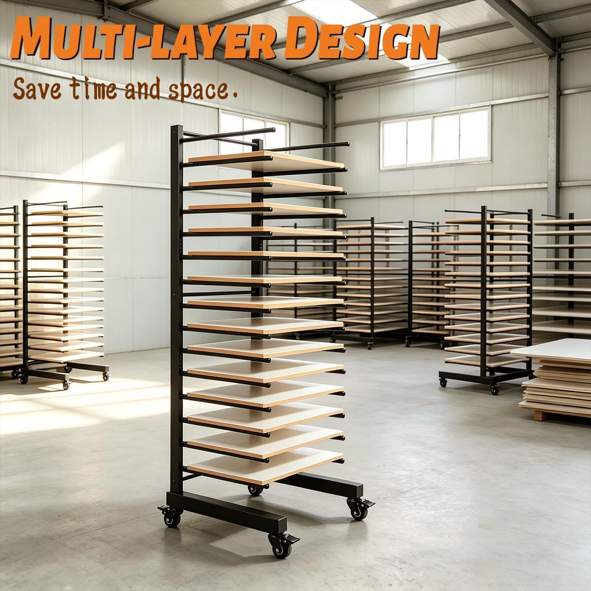 15-Tier Paint Rack, Art Drying Rack with Casters for Shop
