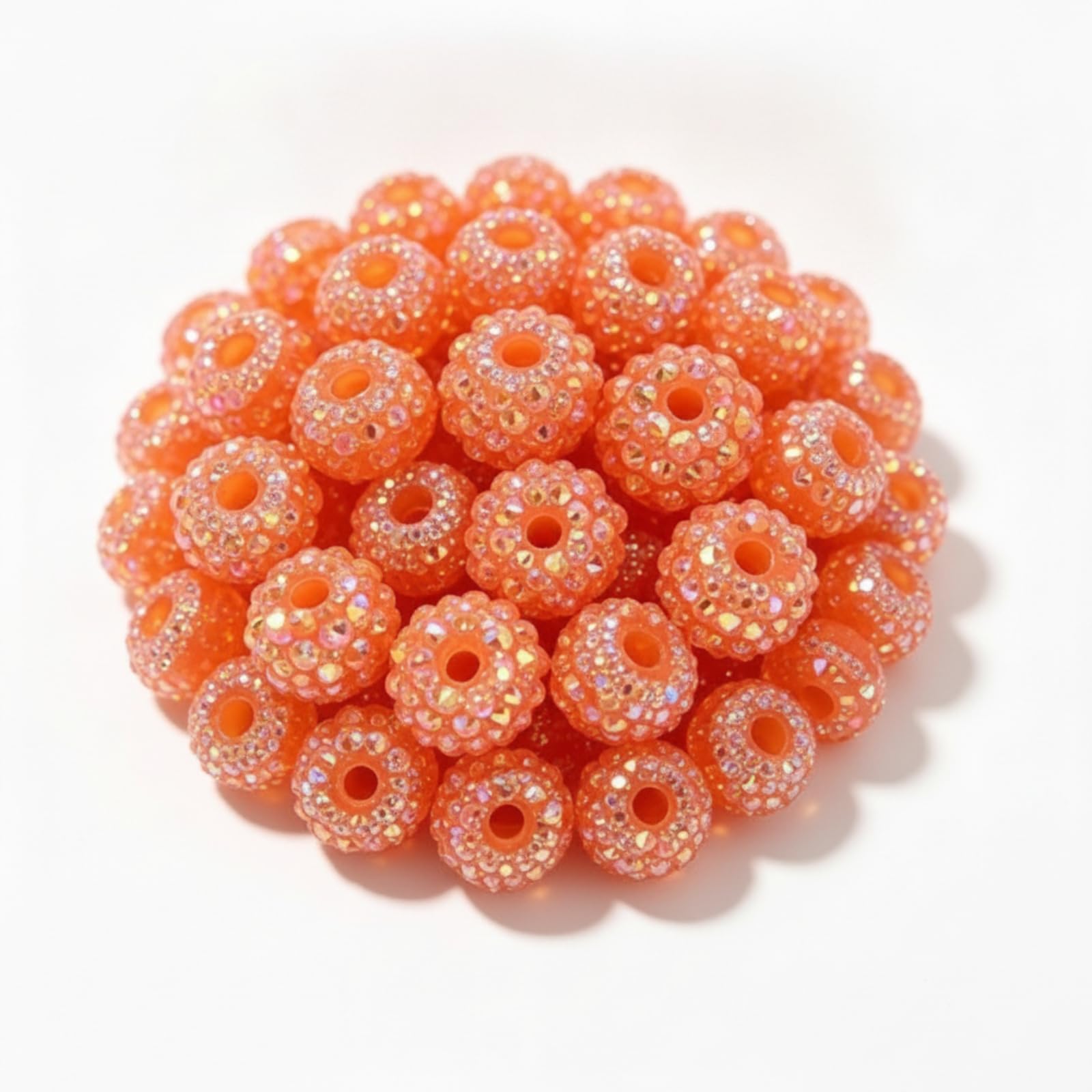 100 Piezas Abalorios con Acabado con Relieve talles Iridiscens Facetadas Abalorios Esféricas Acrílico Brillans para Diseños Colgans, 16MM