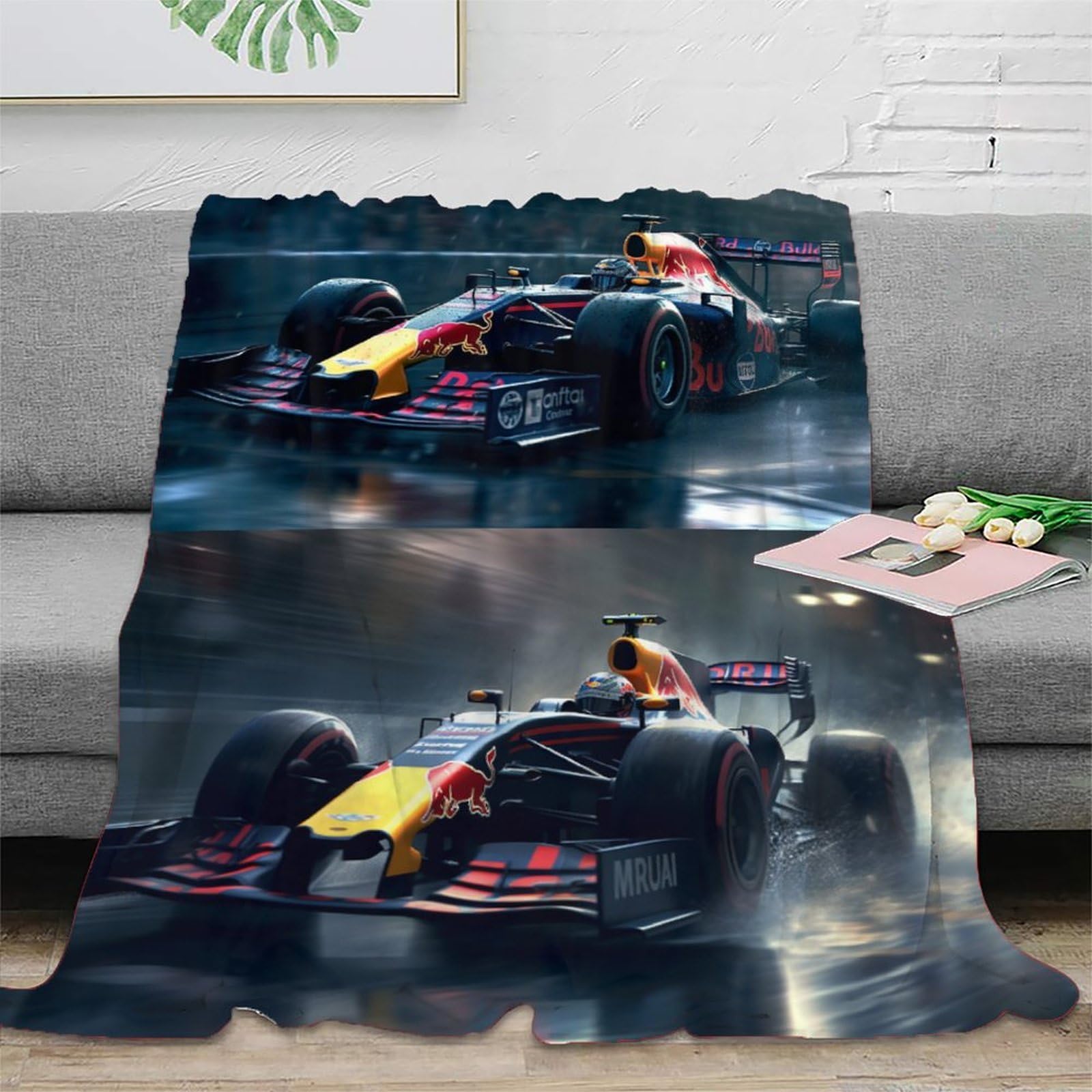Dafufbw Bulls Racing-3 Super Soft Bulls Racing Throw Blanket 40X50inch(100X130cm) Premium Silky Flannel Fleece 3D Formulaone Lightweight Bed Blanket All Season Use Cozy Wearable Fleece Blanket With Sleeves