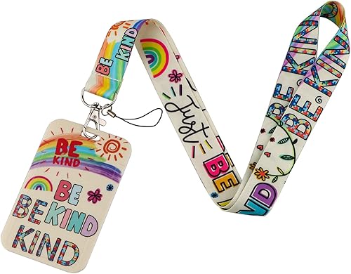 Miniatura 1 de Lindo cordón de arcoíris con texto en inglés Be Kind para tarjetas de identificación, tarjetas de identificación, rompecabezas de concienciación