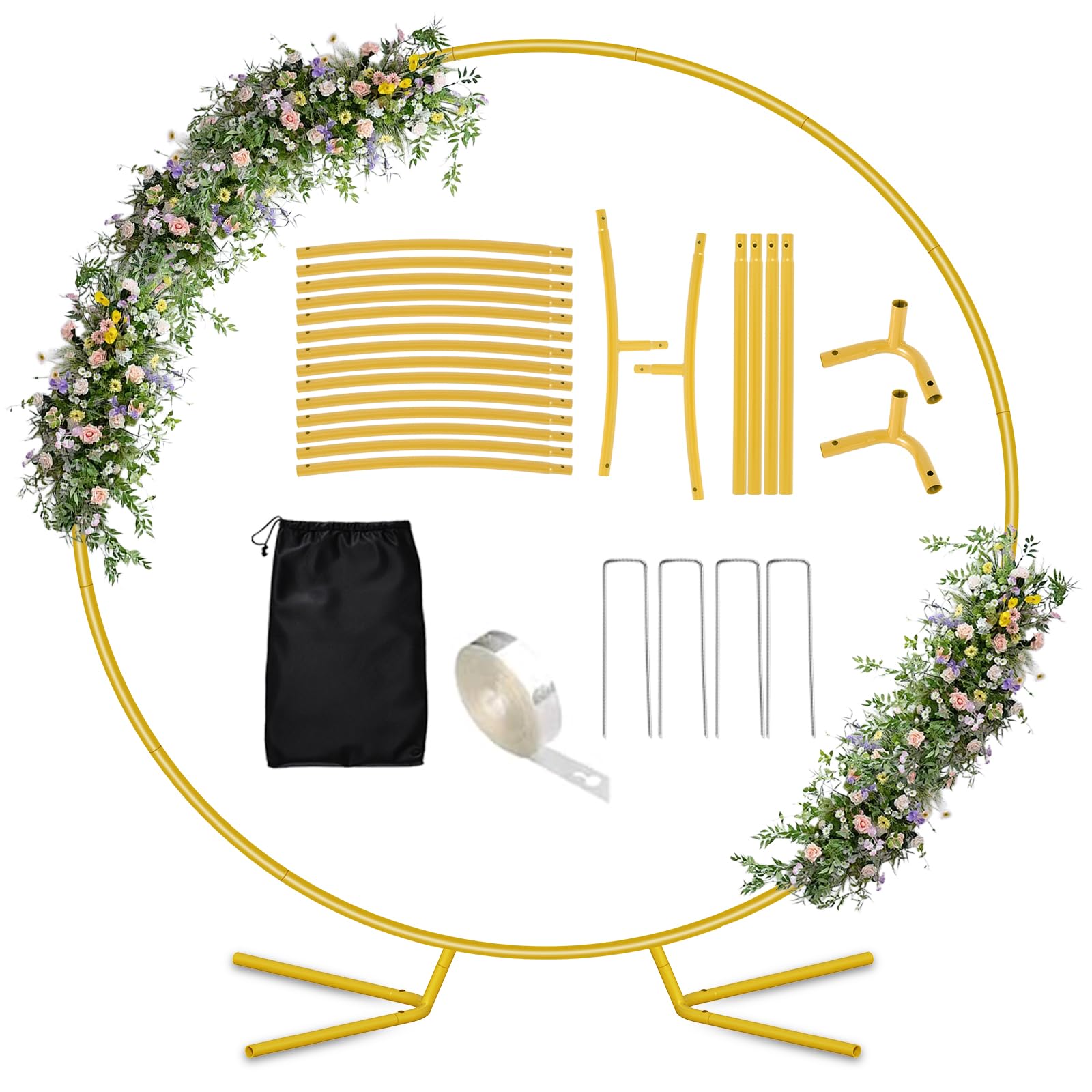 6.6FT Balloon Arch Stand, Metal Round Arch Backdrop Stand for Parties, Circle Balloon Arch Frame Wedding Arches with Upgrade base for Ceremony Birthday Party Baby Shower Decoration