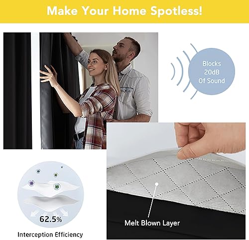 Miniatura 5 de NICETOWN Cortinas Divisorias de Espacio Resistentes y Bloqueadoras de Sonido, Cortinas Aislantes con Forro Insertado Anti-Ruido - Opacas - Térmicas
