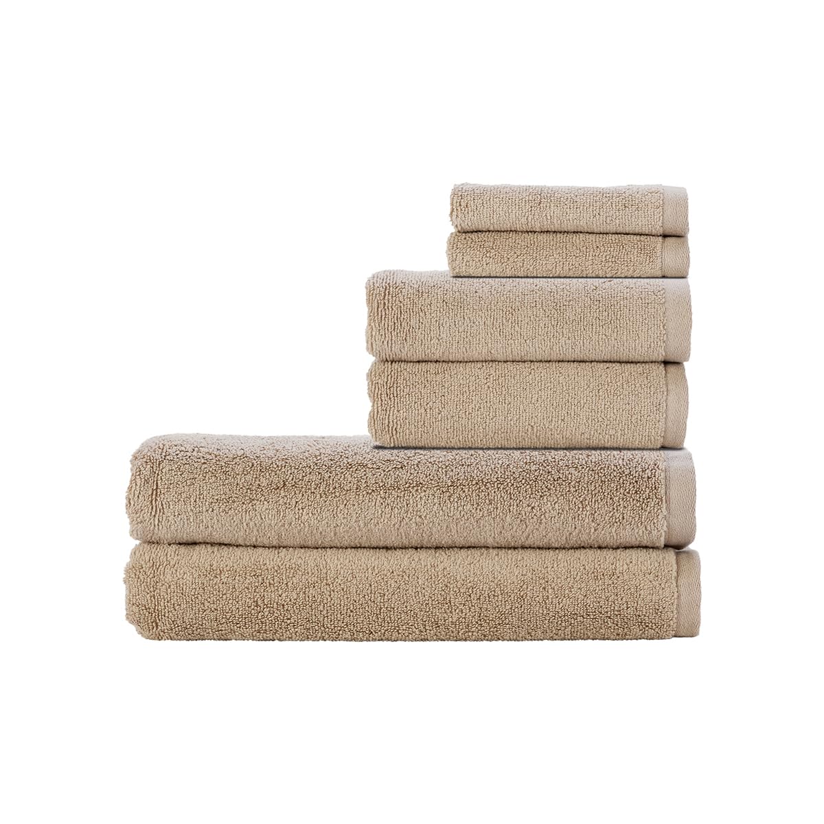 Christy Cirrus Bath Sheets Set | 6 Pieces | 2 Face 2 Hand 2 Bath Sheets | Quick Dry | Super Soft and Fluffy | Lightweight Bathroom Shower Towels | 100% Cotton | Latte Beige