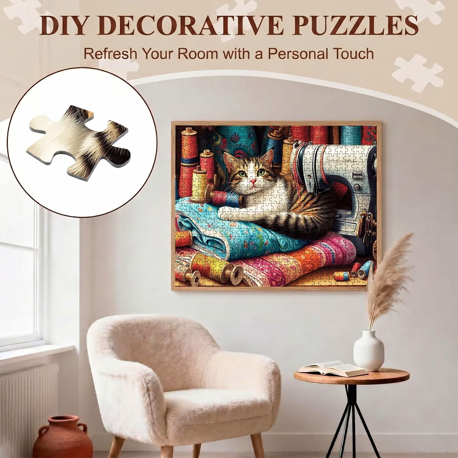 Puzzle 5000 Teile, Holzpuzzle Erwachsene [AAA], Impossible Game 156 x 105 cm, Kniffliges Denksport Spiel für Männer Frauen, Familienspiel, DIY Home Dekor,Geschenk für Geburtstag, Tier Katze-2 f0-164