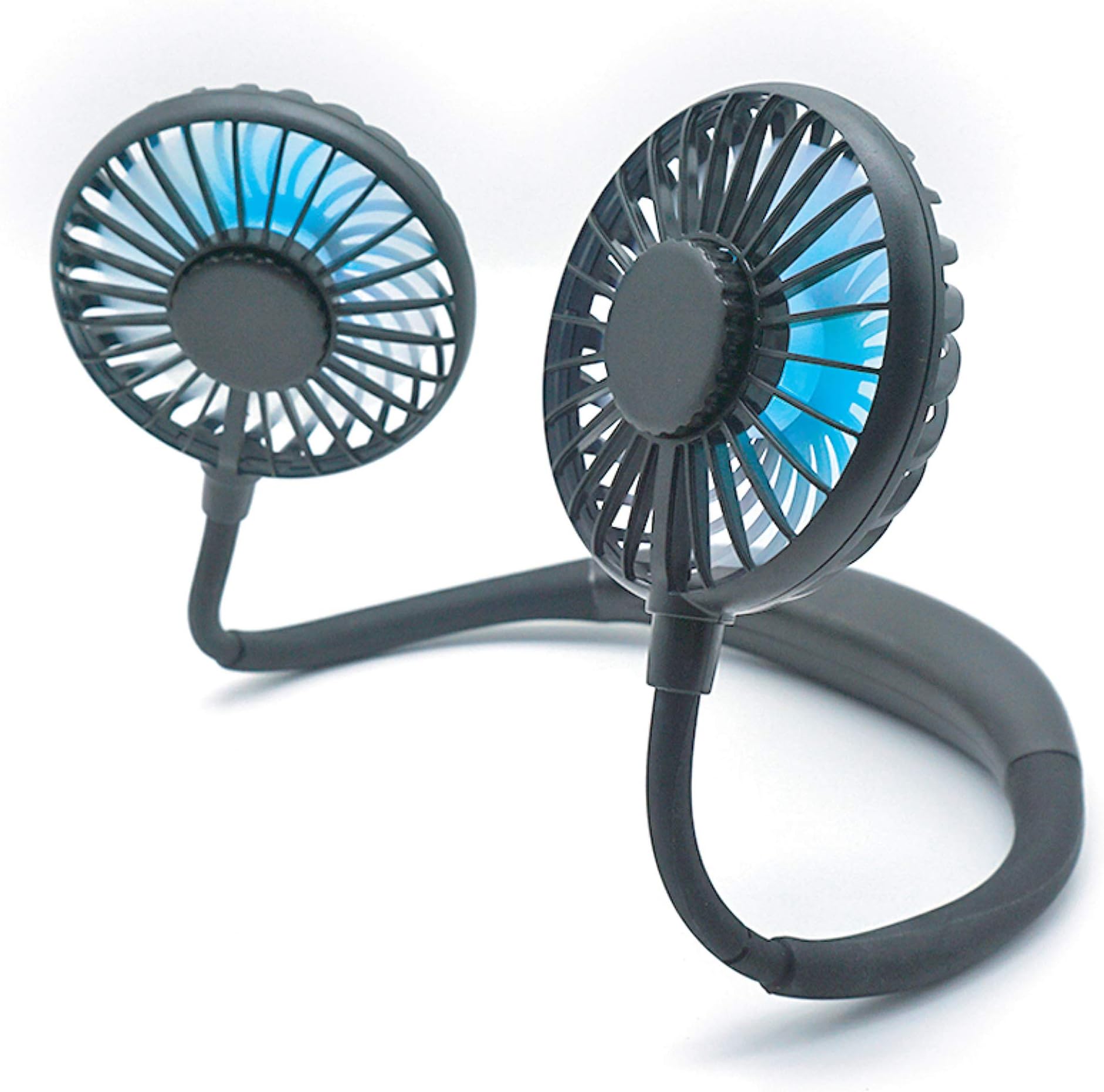 Neck Fan - Small Personal Fan Battery Operated for Hands Free Cooling, Portable Fan Rechargeable with Mini USB, Wearable Hanging Necklace Fan, Black