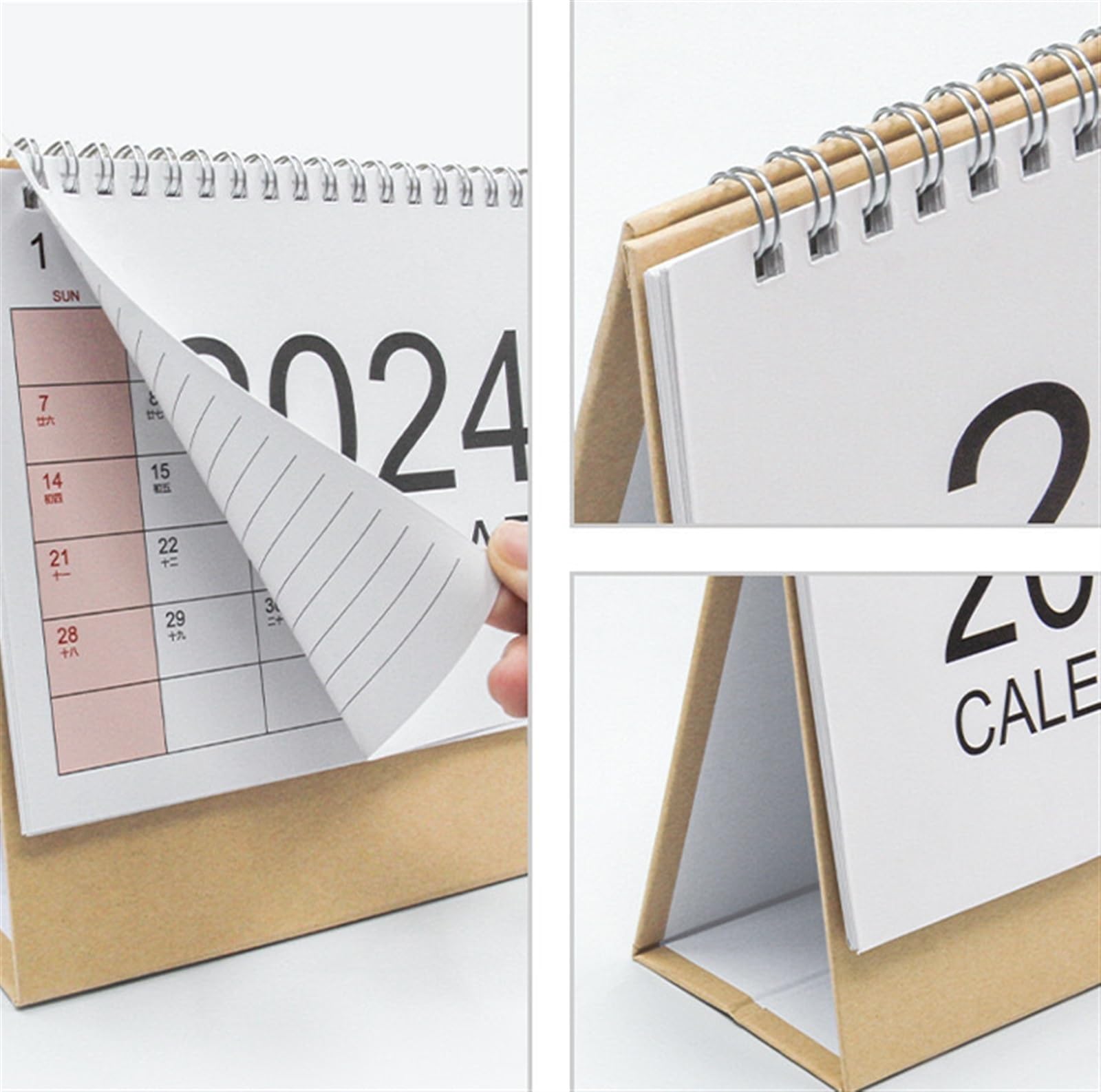 Familienplaner Kalender 2024 Kleiner Tischkalender 2024, Stehtischkalender, Januar 2024 – Dezember 2024, Staffelei-Tischkalender Kalender 2024 (Color : B, Size : 3pcs)