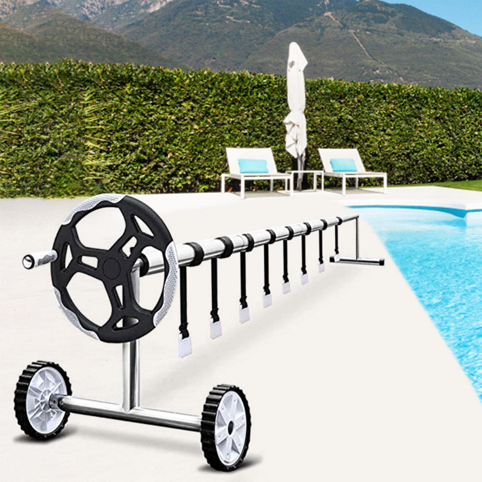 Cinghie di copertura solare da 5 pezzi | Cinghie per avvolgitore per copertura solare, kit di fissaggio per avvolgitore per copertura solare per piscina da 24 pezzi per piscina interrata, accessori
