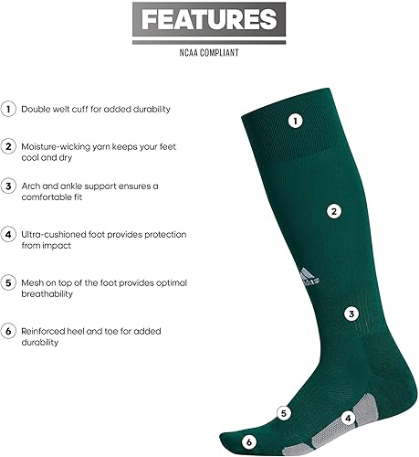 Miniatura 2 de Calcetines de compresión para todo uso unisex Adidas, calcetines deportivos para hombres, mujeres, niños y niñas, compatibles con NCAA, paquete de 1