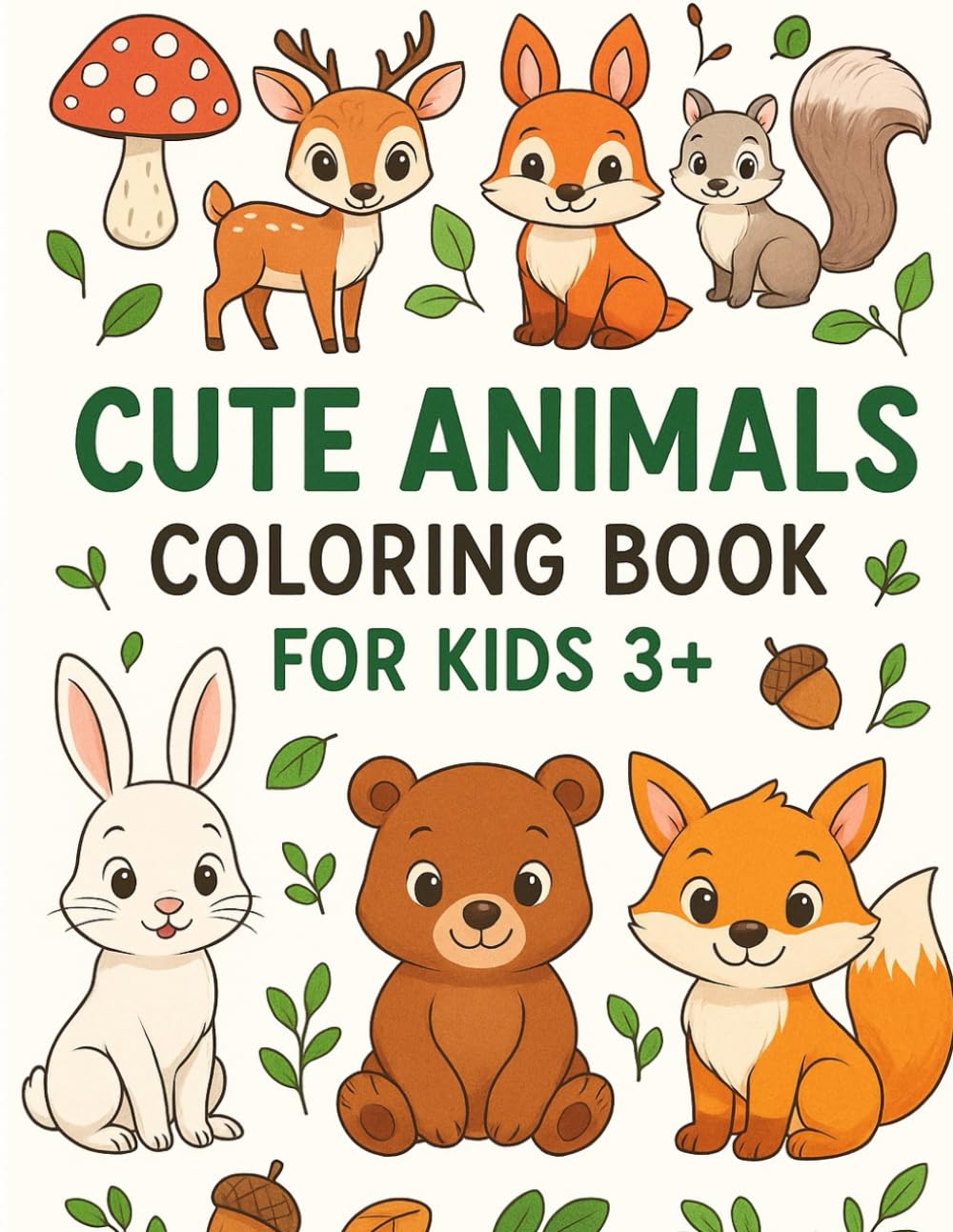 Cute Animals Coloring Book for Kids Ages 3+: Fun and Easy Coloring Pages with Forest Animals