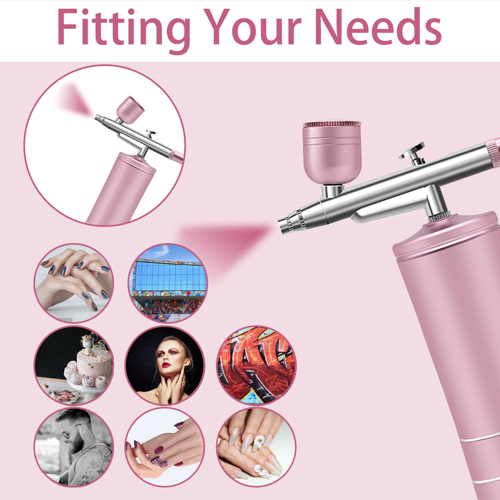 Qiedo Kit Aérographe Avec Ini Copresseur, Pistolet Aérographe Portable Sans Fil, Kit D