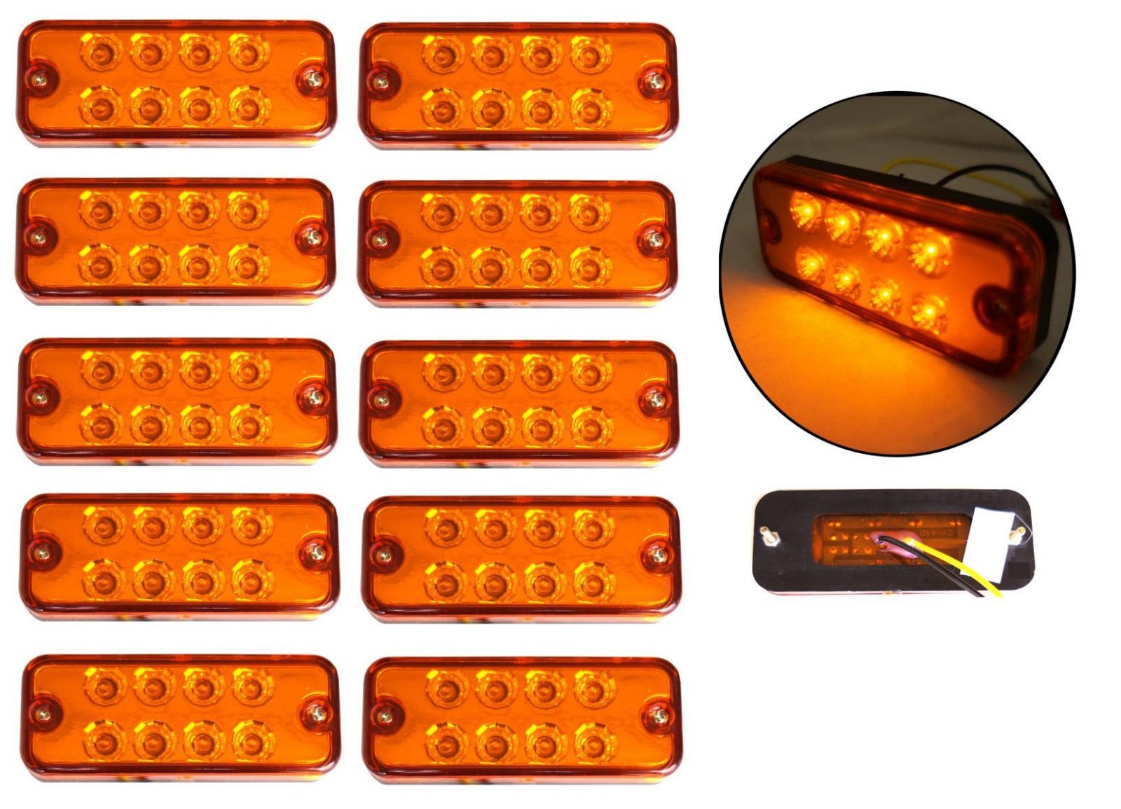 Sealed Marker Lights Amber LED Side Marker Lights - 12 LED Sealed Clearance  Lights For Trucks \u0026 Trailers (Pack Of 2) Led Trailer Marker Lights, image size:1600x1155