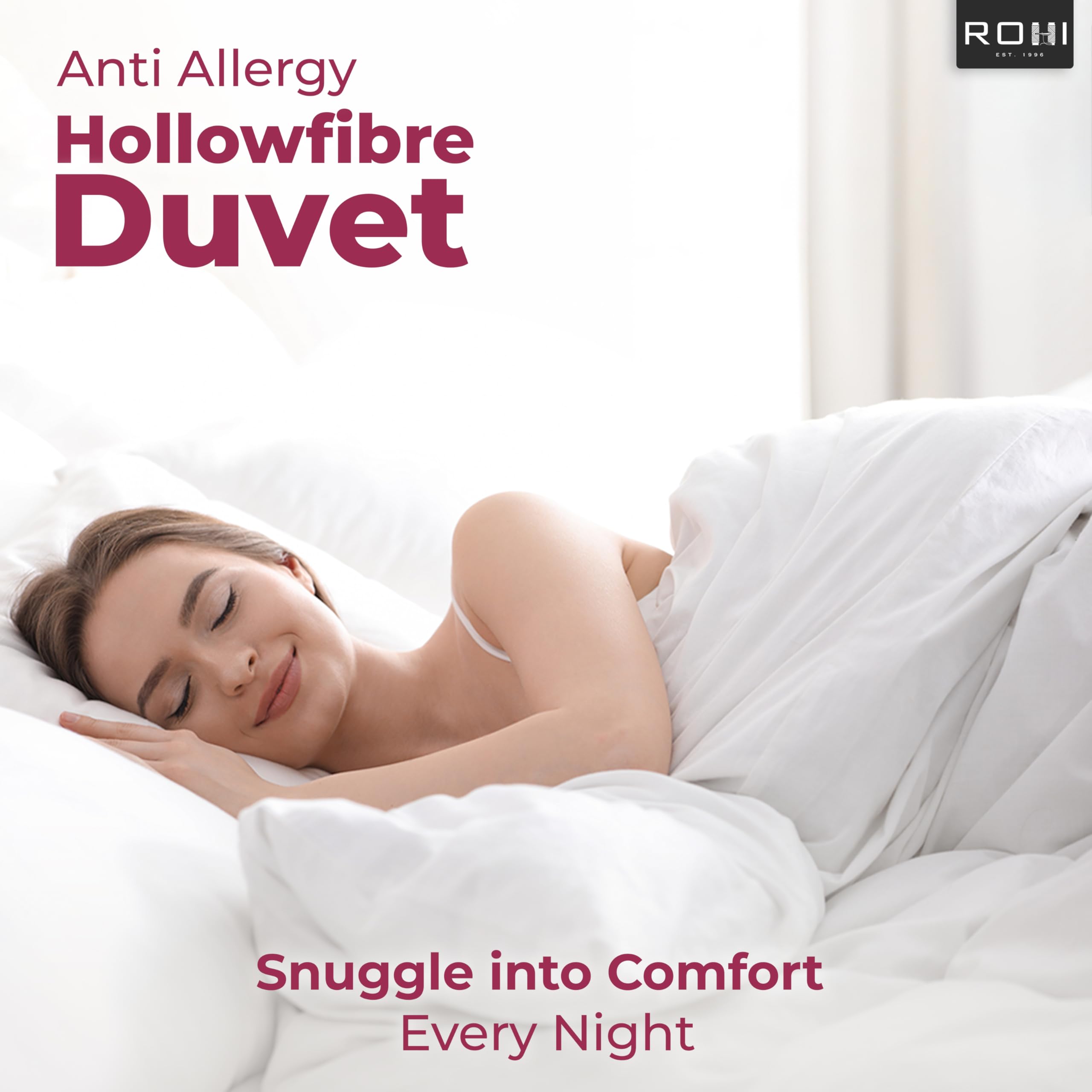 Rohi Anti Allergy 10.5 Tog Double Duvet – All Season Duvets – Soft & Breathable Luxurious Hollowfibre Quilt with Corvin Cover – Midweight Comforter Double Bed Duvet (All Season) - 3