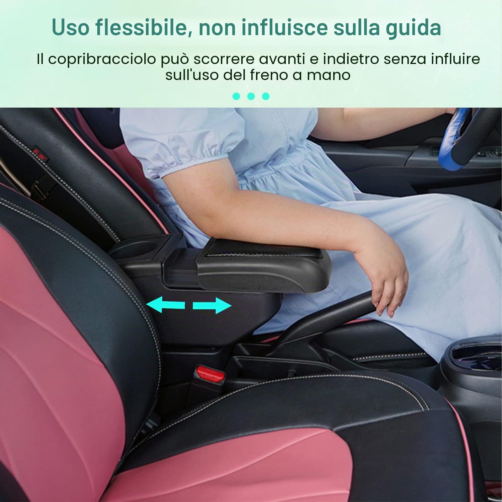 GAFAT V-W UP/Seat MII/Citigo 2013-2022 2023 - Braccioli per console centrale, con vano portaoggetti e portabicchieri (nero)