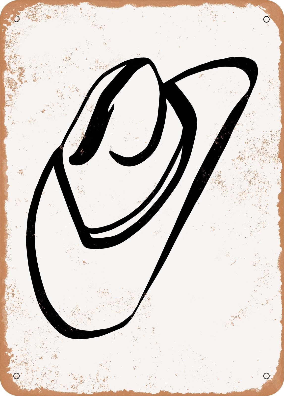 Metal Sign - Cowboy Hat - 2 - Vintage Rusty Look home decor