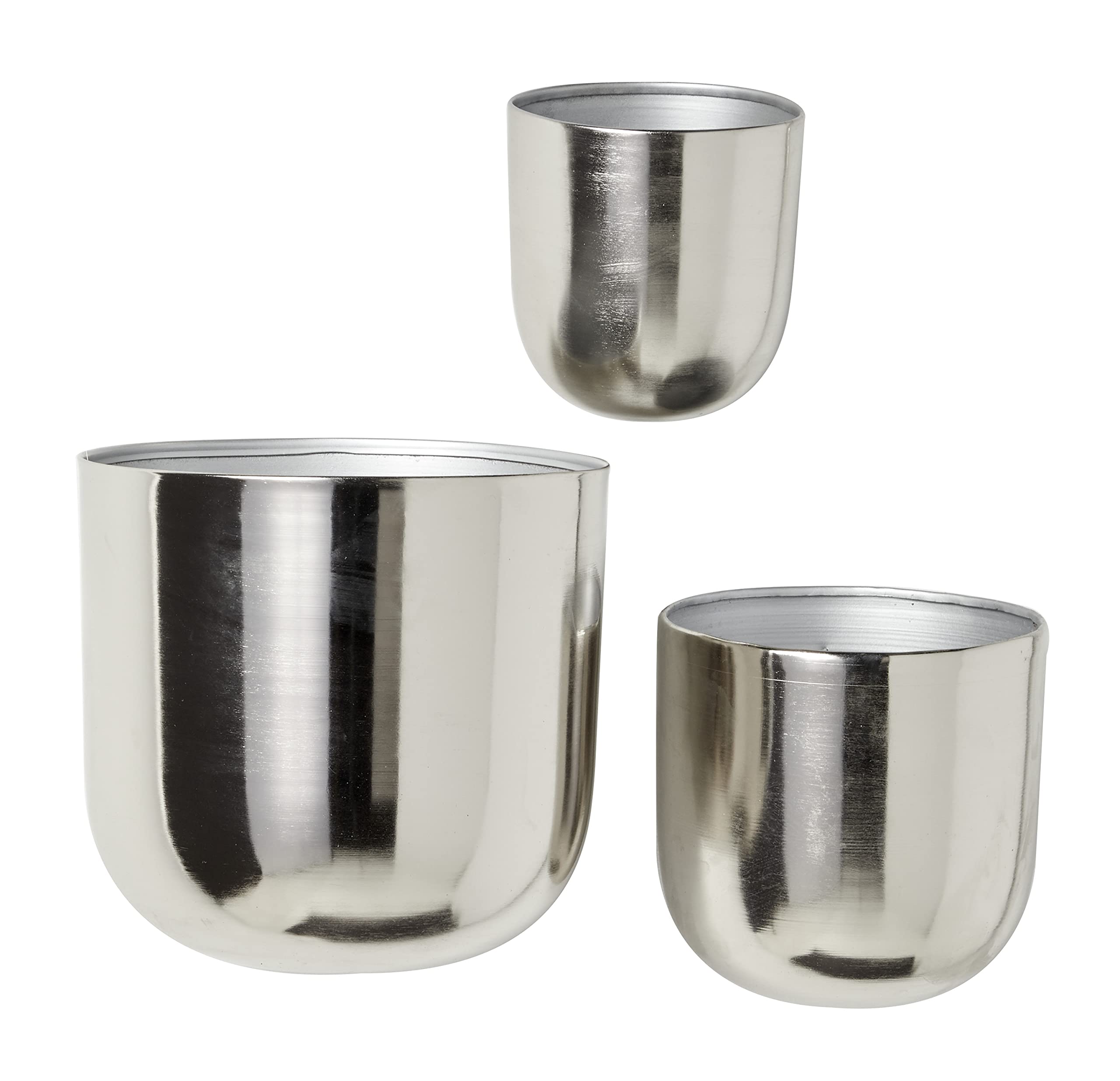 Deco 79 Metal Indoor Outdoor Floating Wall Planter, Set of 3 9", 7", 6"H, Silver