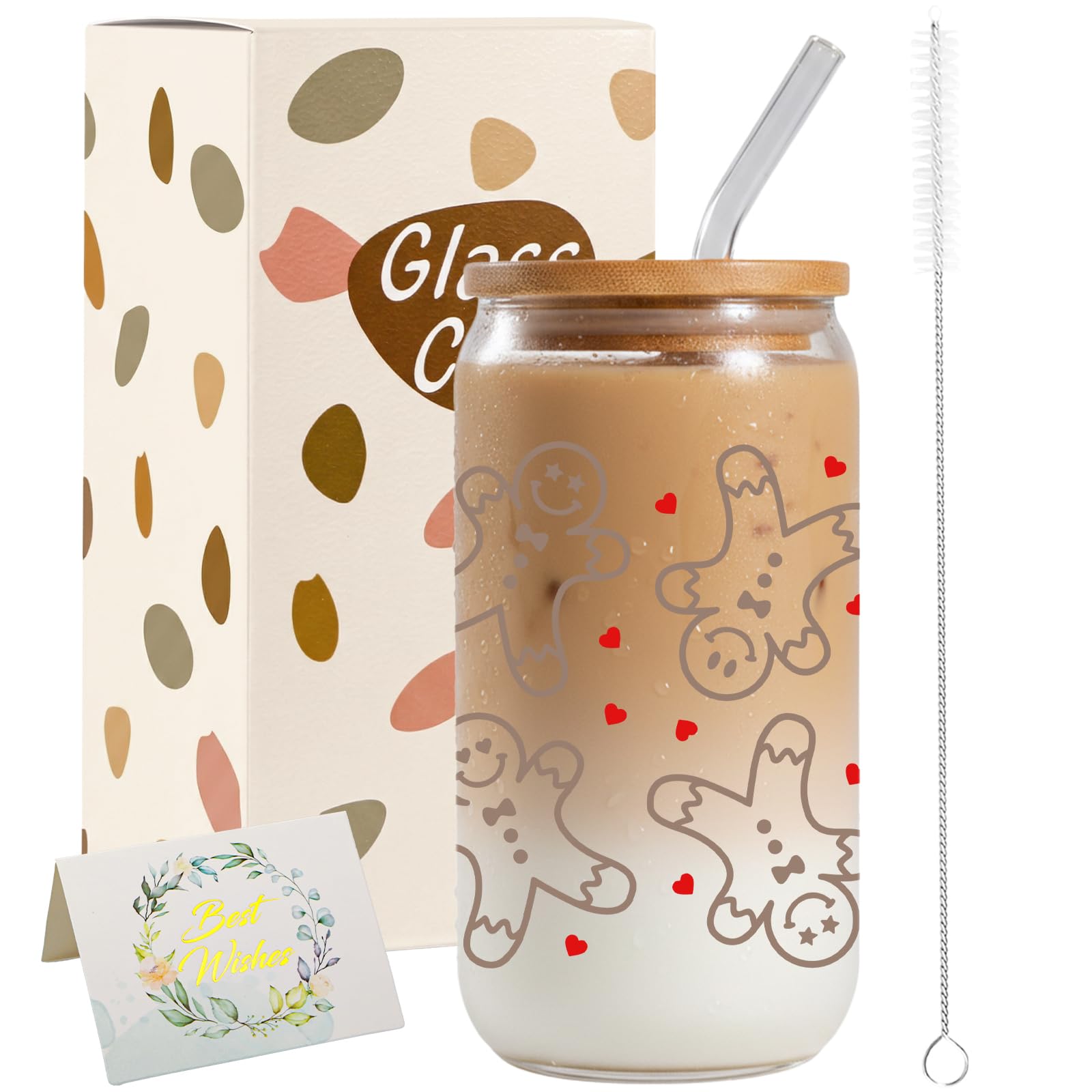 JEKUGOT Christmas Cup with Lid and Straw, Christmas Glasses Drinking Set