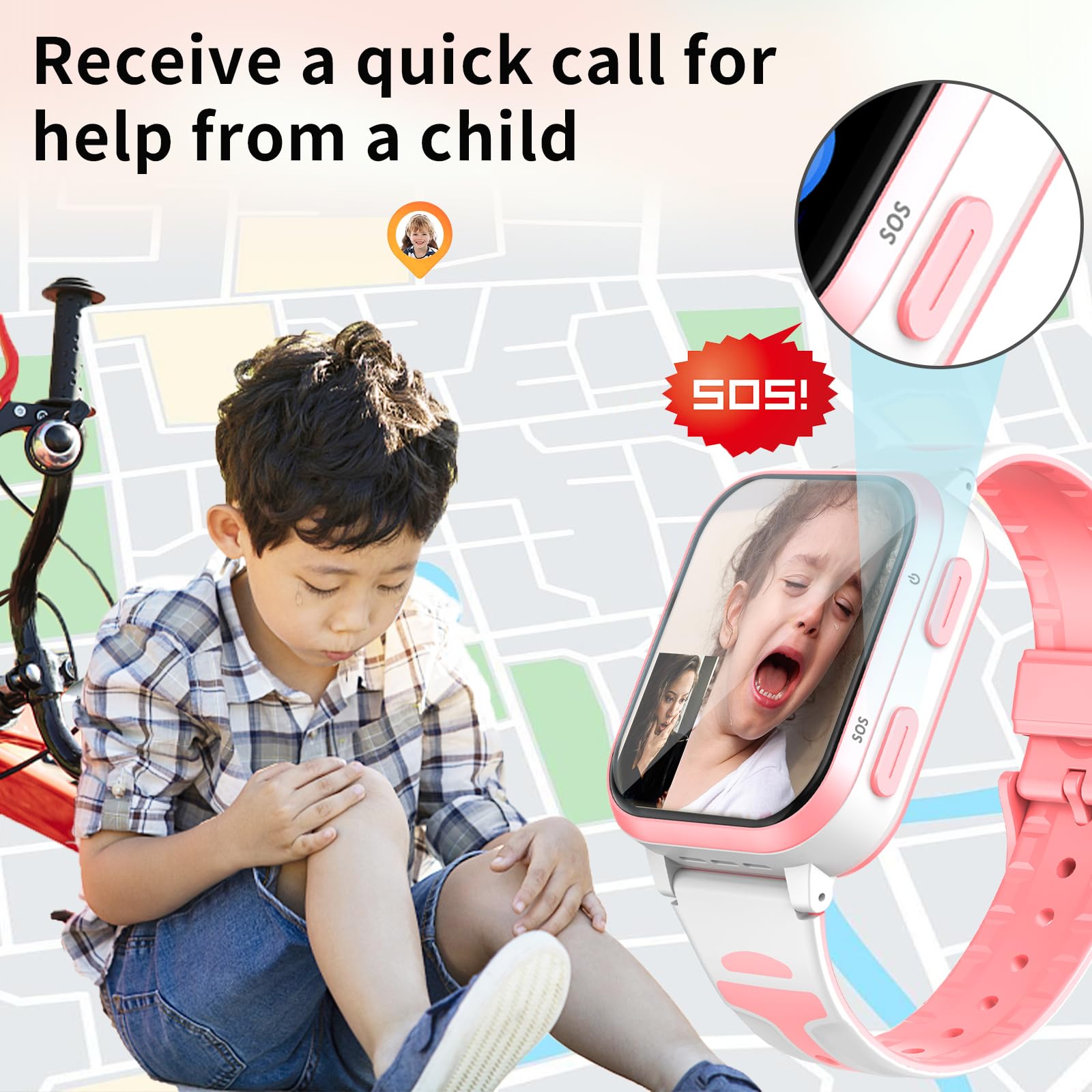 Fitome 4G Reloj Inteligente Niños, Smartwatch Niños con Seguimiento y Videollamadas, GPS, SOS, Cámaras, Despertadores, Podómetros, Relojes Inteligentes Niñas de 4 a 12 Años,Rosa