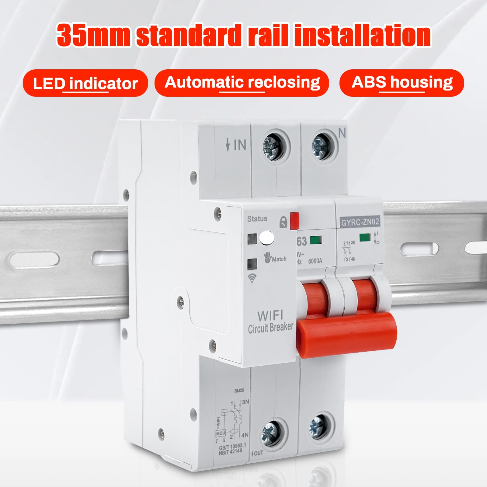 Interruttore magnetotermico differenziale wifi salvavita Interruttore temporizzato contatore elettrico 63A 2P tuya controllo recovery reclosing Protezione da sottotensione sovraccarico.