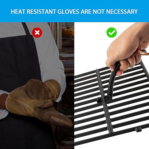 Miniatura 4 de AJinTeby Elevador de parrilla de hierro fundido universal para la mayoría de las parrillas de carbón, gas, compatible con parrillas BGE, se adapta a