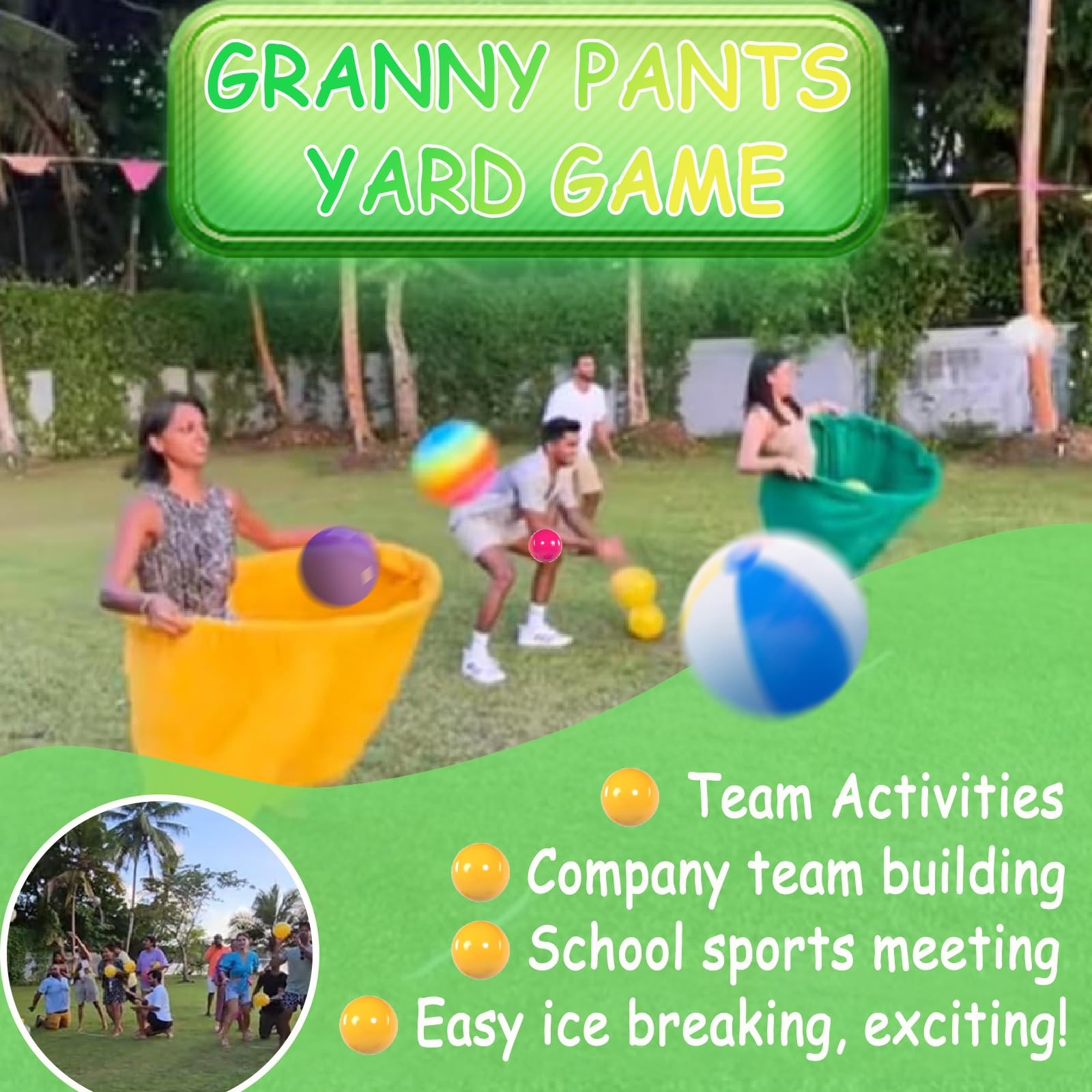 Gra zespołowa Granny Pants Outdoor Game: gigantyczny zestaw rekreacyjny do ogrodu - zabawny dzień na boisku, spotkanie towarzyskie i impreza na trawniku dla osób w każdym wieku​(Red*2+Yellow*2)