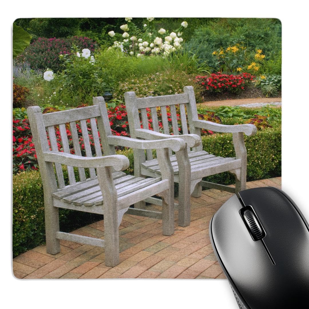 8 x 0.25 Inches Mouse Pad, Empty Wooden Chairs Along A Garden Path Raymond Klass (mp_83512_1)
