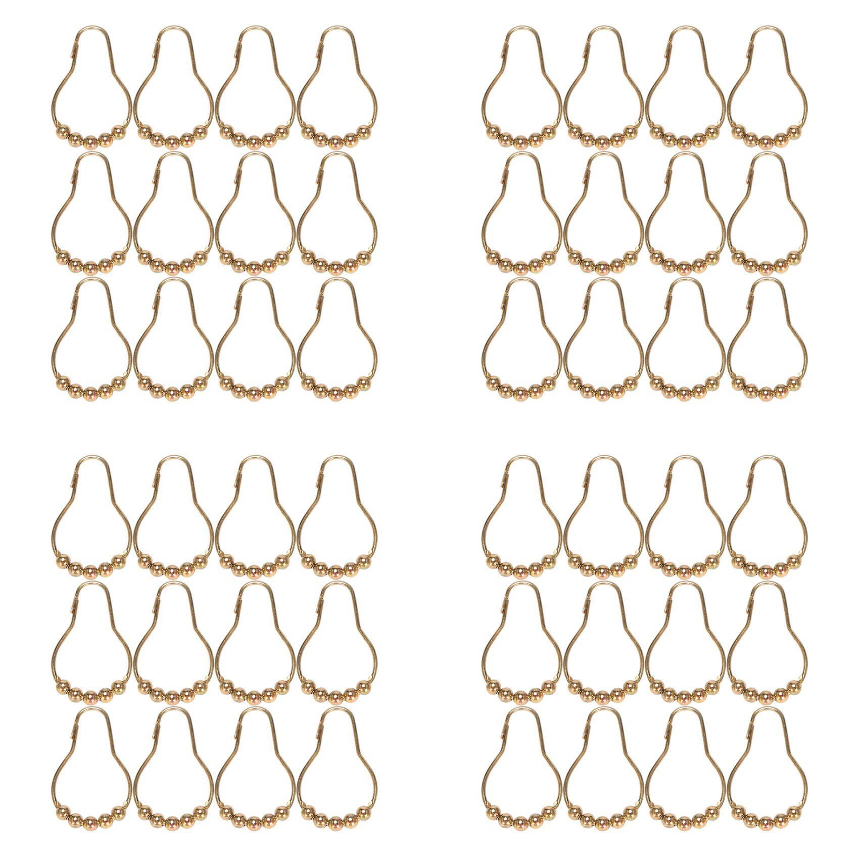 Hndhbfgrt Rustproof Shower Curtain Hooks Frictionless Stainless Steel for Shower Curtains Rods Polished Gold Set of 48 Hooks