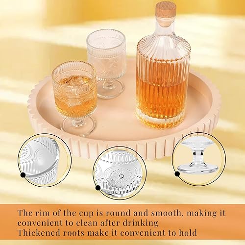 Miniatura 4 de Juego de 6 copas de vino vintage de 8 onzas, copas de vino en relieve, adecuadas para cócteles, té helado y vino, bar en casa, fiesta, comedor en