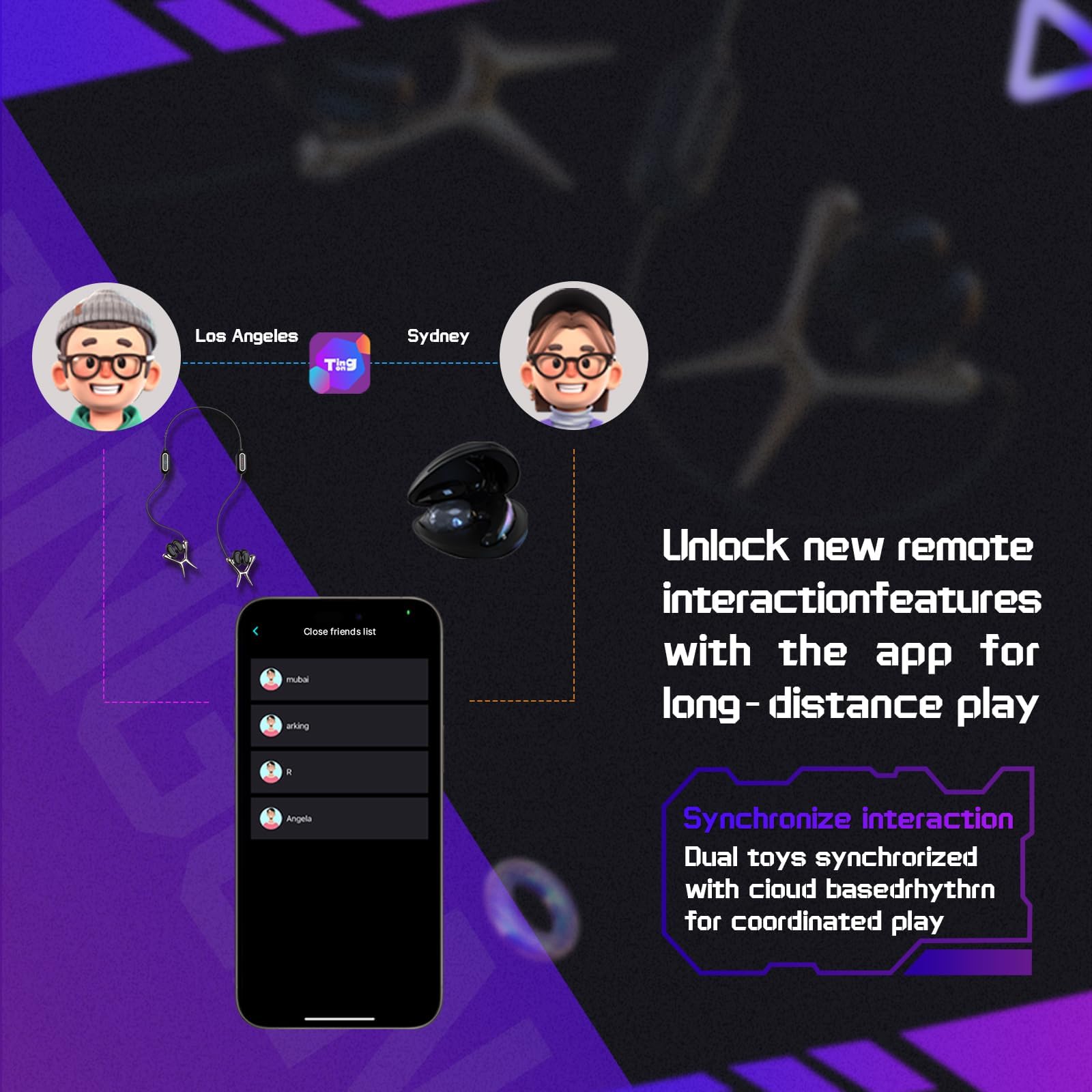 TINGON Pinza per capezzoli per uomini e donne, sex toy dal design a auricolare nascosto con controllo remoto tramite app, set di vibratori BDSM a 12 modalità per la stimolazione di capezzoli, lobi del