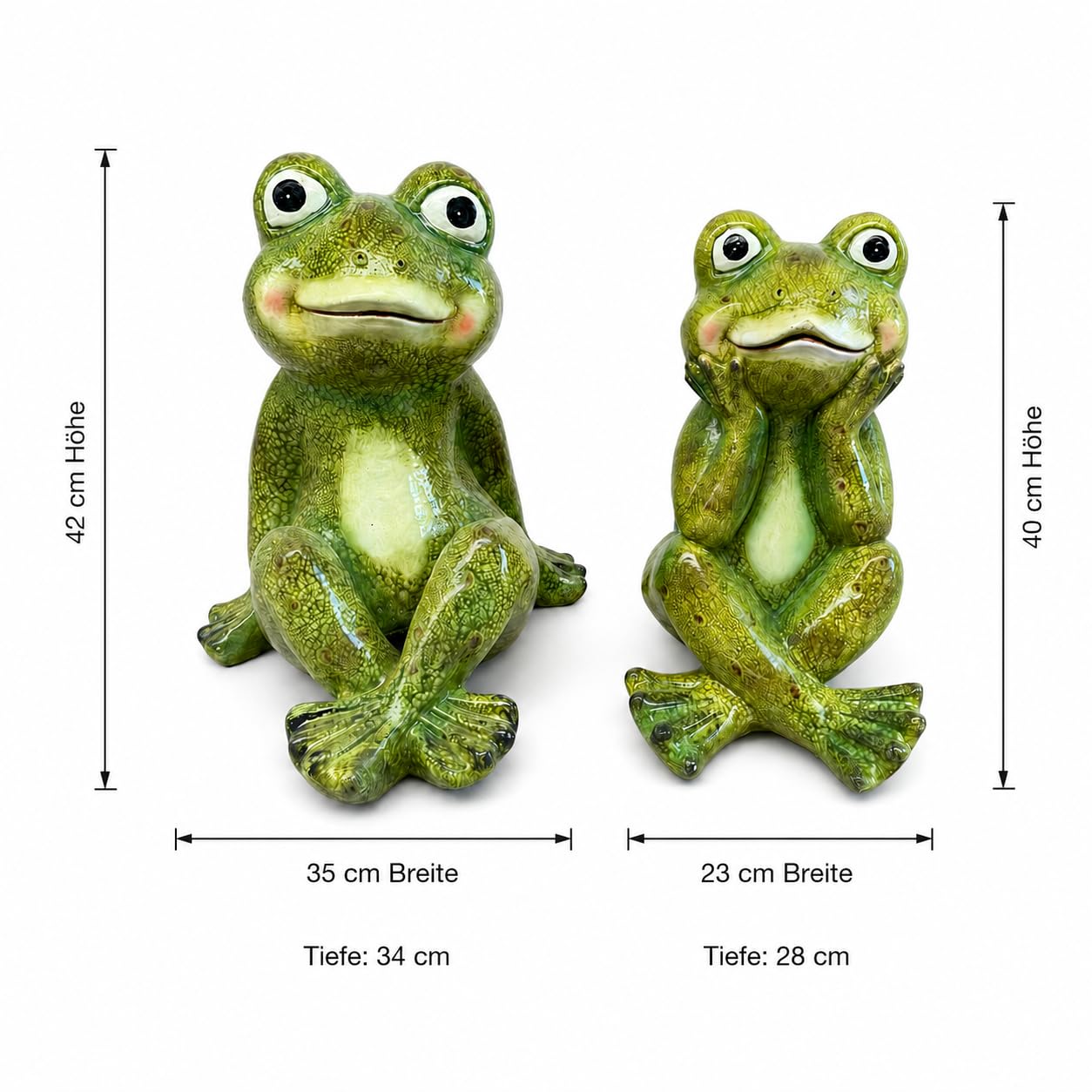 Polly Frosch Gartenfigur aus Polyresin – große lustige Dekofigur für Garten Terrasse und Eingangsbereich (40 cm)