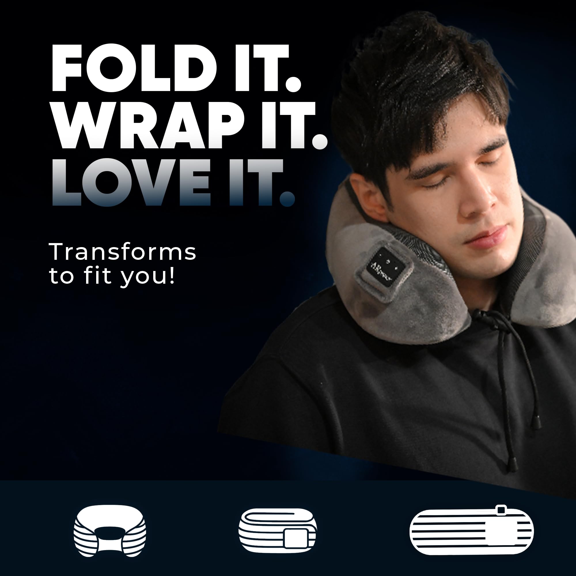 Almohada de cuello semicircular con Bluetooth y altavoz inalámbrico Bluetooth adecuado para avión, autobús, tren, coche, oficina y camping al aire libre para dormir, descansar, los mejores