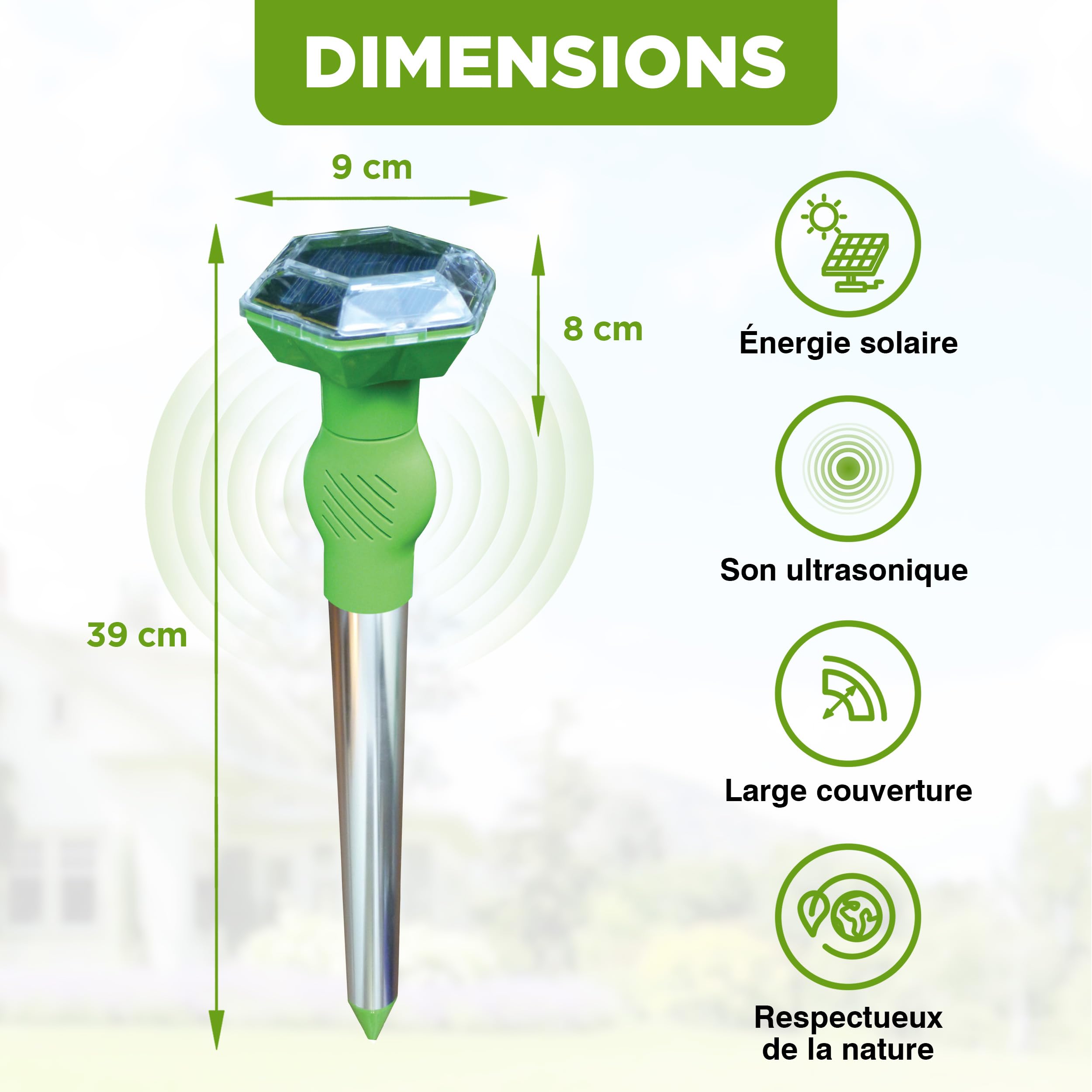 ISOTRONIC Répulsif Solaire pour Chats, Chiens, Renards et ratons laveurs – Répulsif ultrasonique pour Chats et Chiens pour Le Jardin – Répulsif avec Une portée Efficace de 40 m² (2 unités)