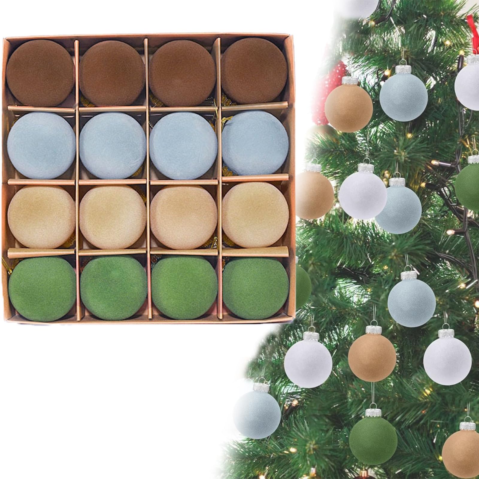 Lot De 12 Boules De Noël En Velours Floquées De 6 Cm Pour