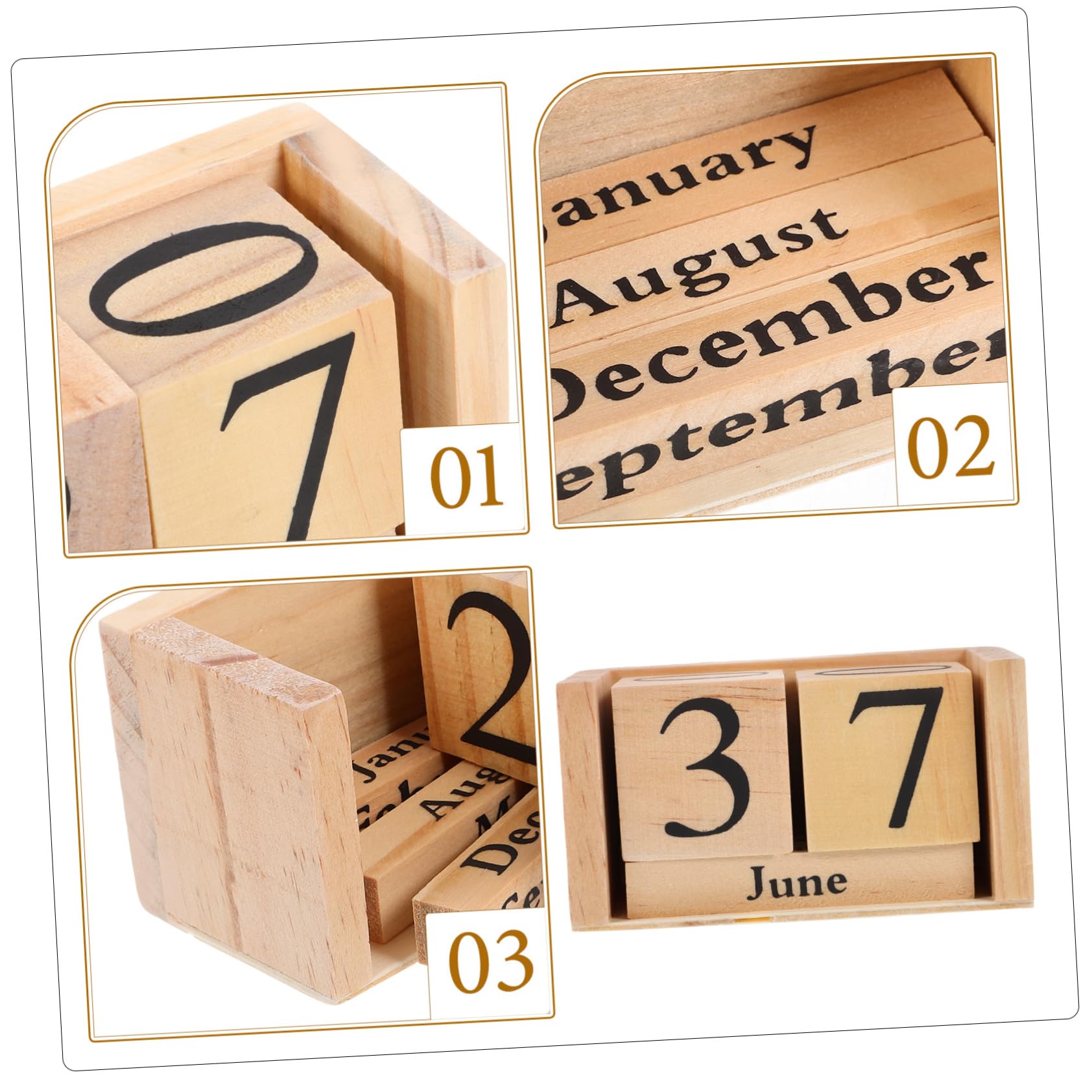 SEWACC 5St Kalender aus Holzblöcken the office büroradio holzclogs Tischdekoration Holzblock-Kalender Monat Datumsanzeige Büro Tisch Block hölzern