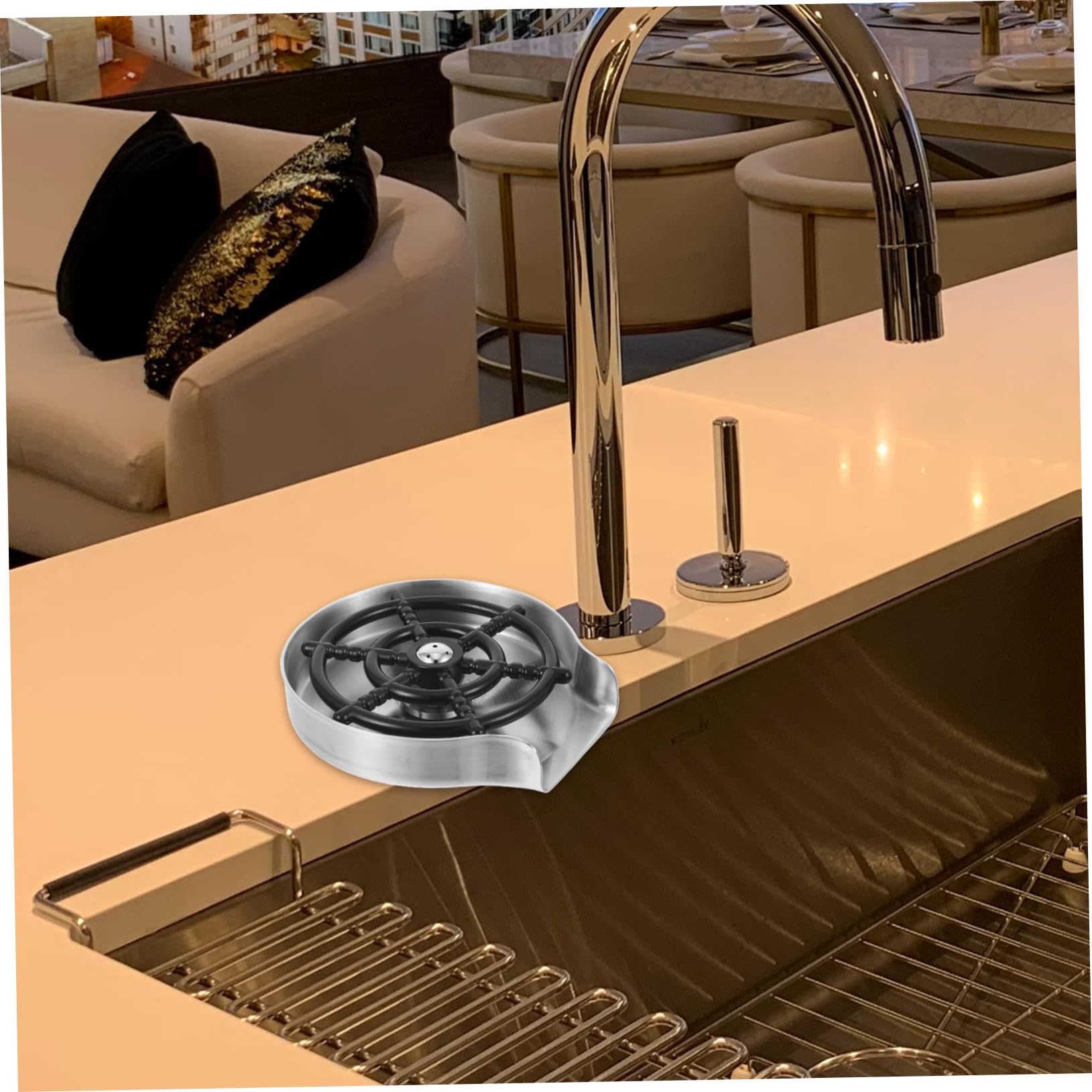 Toddmomy Lave-gobelet Automatique Inox Rince-tasses Haute Pression Pour Évier La Cuisine Bar Maison Usage Quotidien