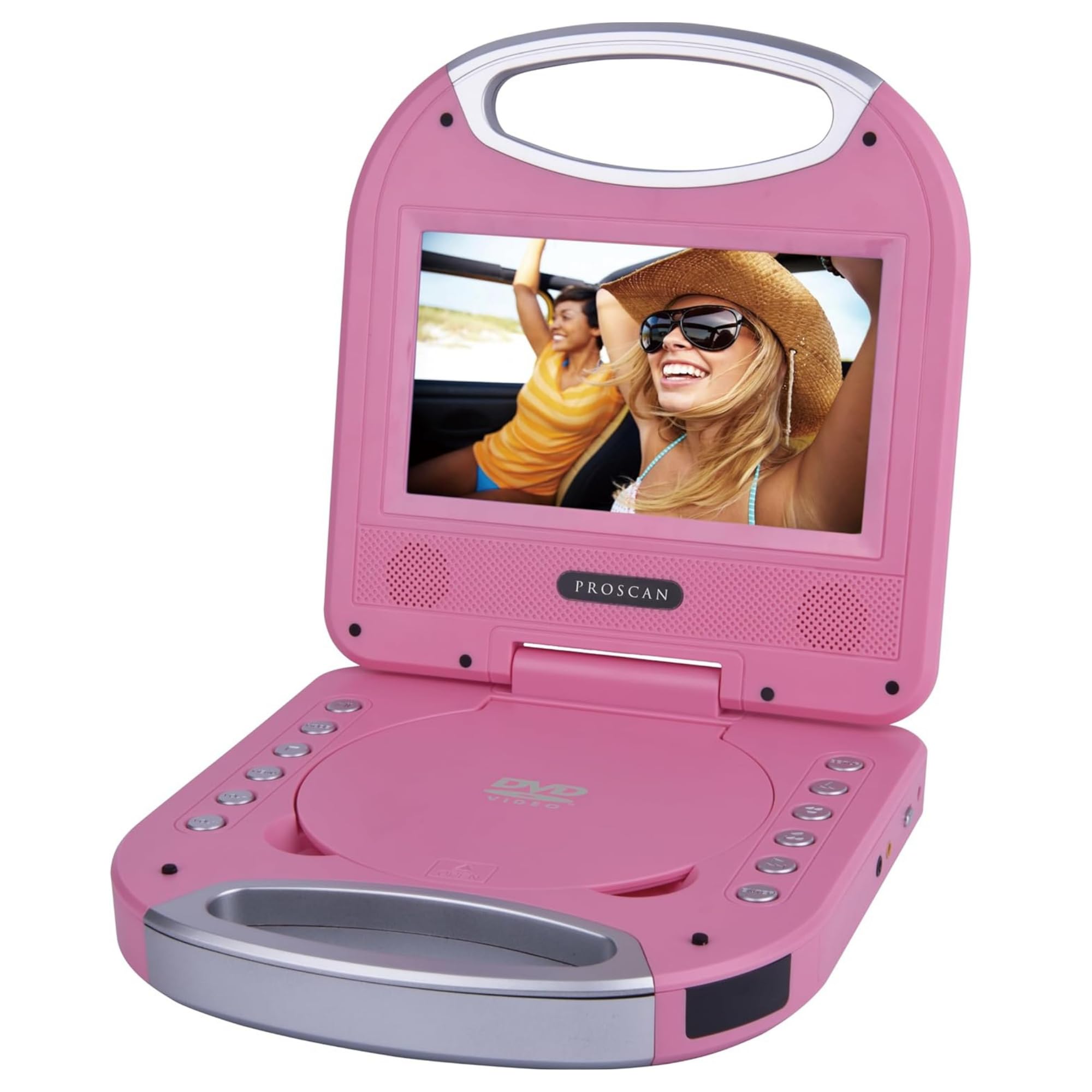 PROSCAN ELITE Portable DVD Player (7 Inch) - You Will Love This Pink Multimedia Player That Comes Complete With Earphones, Remote Control, and Convenient Carrying Handle | It Plays CD's, DVD's, MP3's.