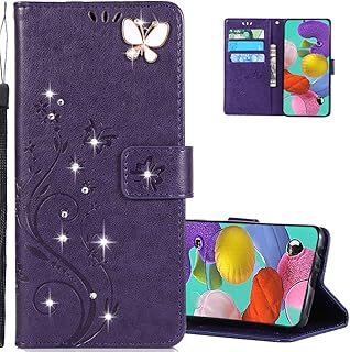 LEMAXELERS Samsung Galaxy S10e Wallet Case PU Leather Magnetic Bling Diamonds Embossed Butterfly Case with Card Slots Flip Stand Cover for Samsung Galaxy S10e Dark Purple Bling Butterfly GH