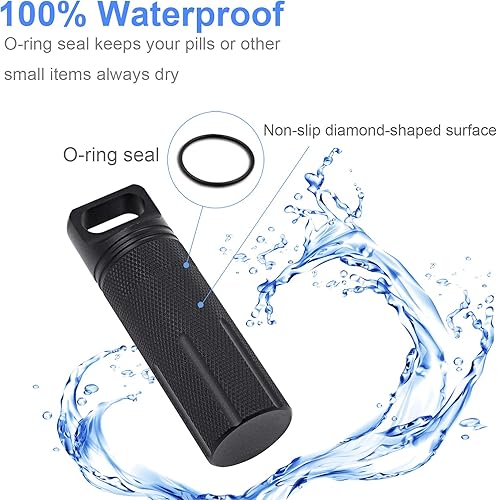 Miniatura 2 de SHD Pastillero EDC para exteriores, aleación de aluminio, contenedor de supervivencia de una sola cámara, estuche portátil impermeable para