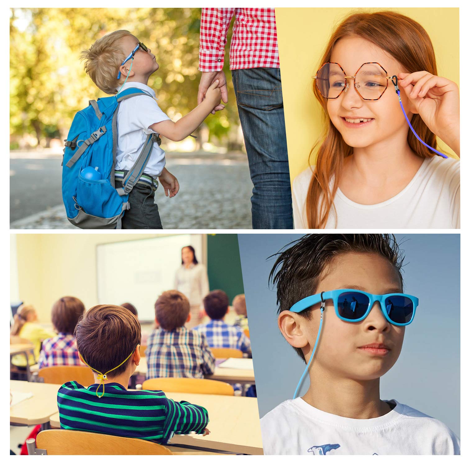 Hifot Laccio Occhiali Bambini 5 Pezzi, Regolabile Cinturino Catena Occhiali Sole, Perline Catenine cordini Occhiali Lettura per Sport