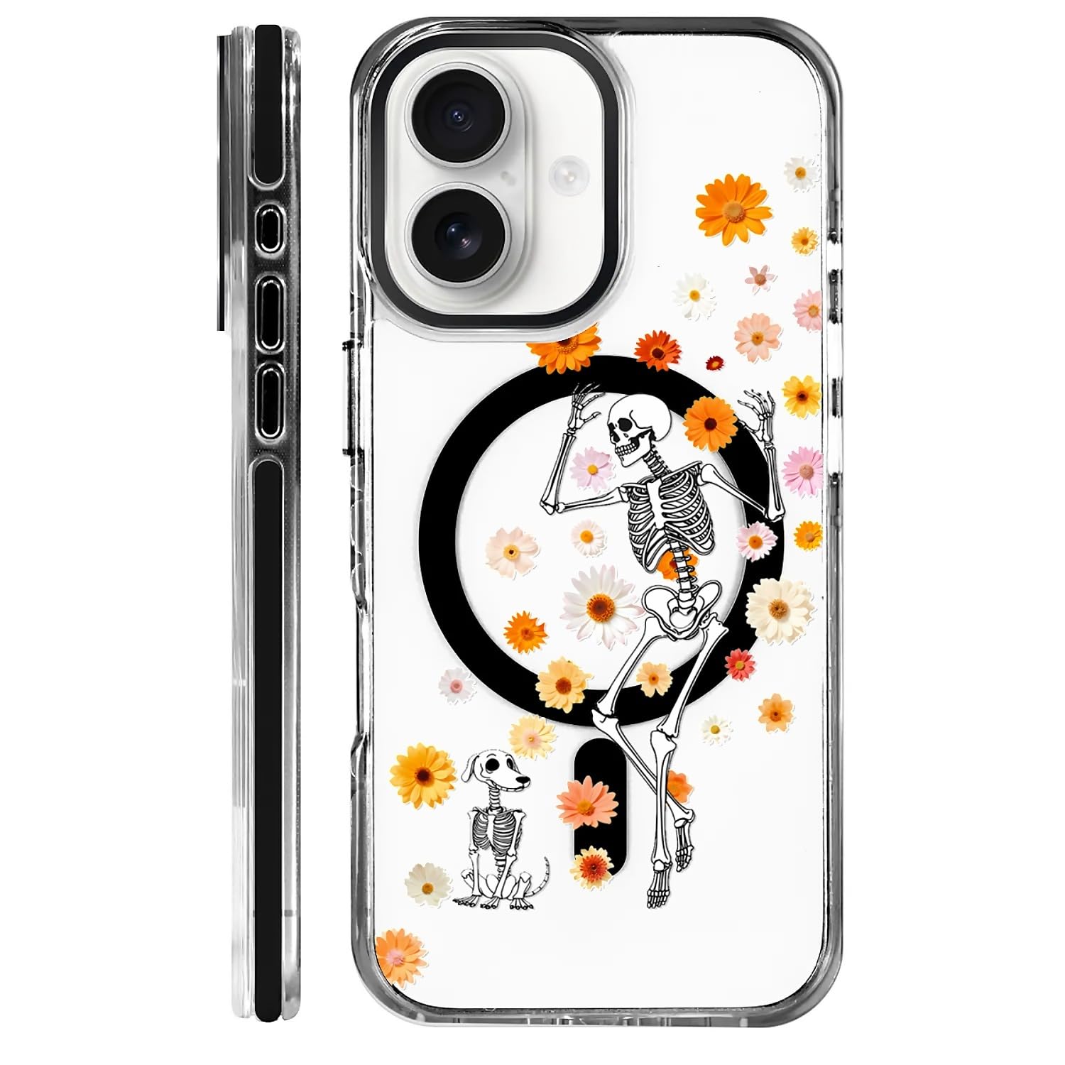 Coque de protection magnétique antichoc pour iPhone 16 transparente avec motif - 8