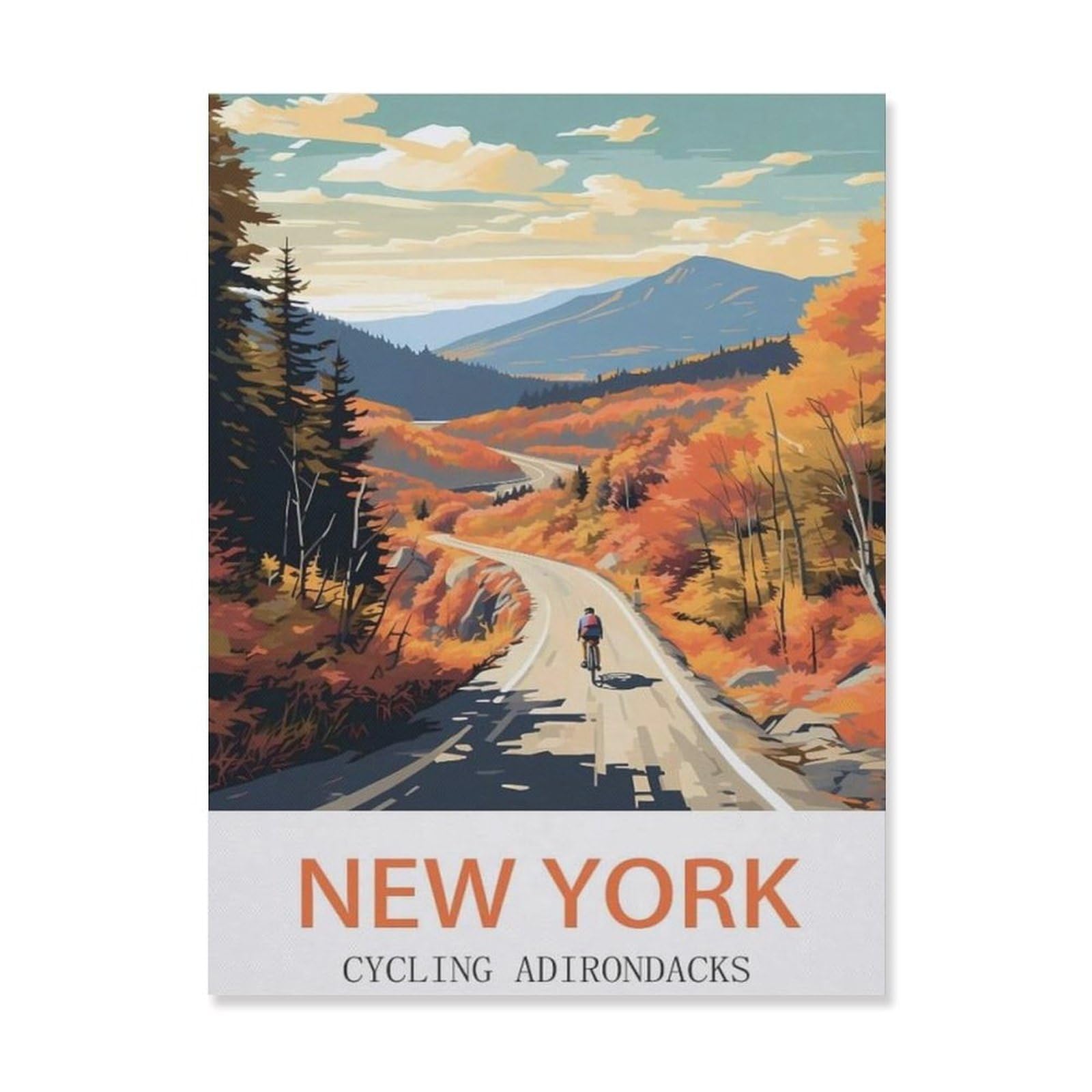 Funny Metal Tin Sign Wall Decor，Cycling Adirondacks New York