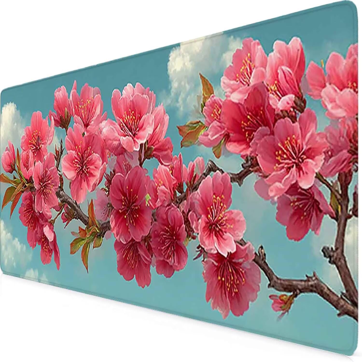 Różowa podkładka pod mysz do gier podkładka pod mysz w kwiaty XXL 1200 x 600 mm mata biurowa z przeszytymi krawędziami antypoślizgowa, do biura, nauki, gier, akcesoriów biurowych, dekoracji prezentów