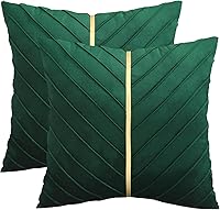 Vista 12 de Tosleo - Fundas de almohada de terciopelo beige de 20 x 20 pulgadas, paquete de 2 con cuero dorado, fundas decorativas de Navidad para sofá, fundas