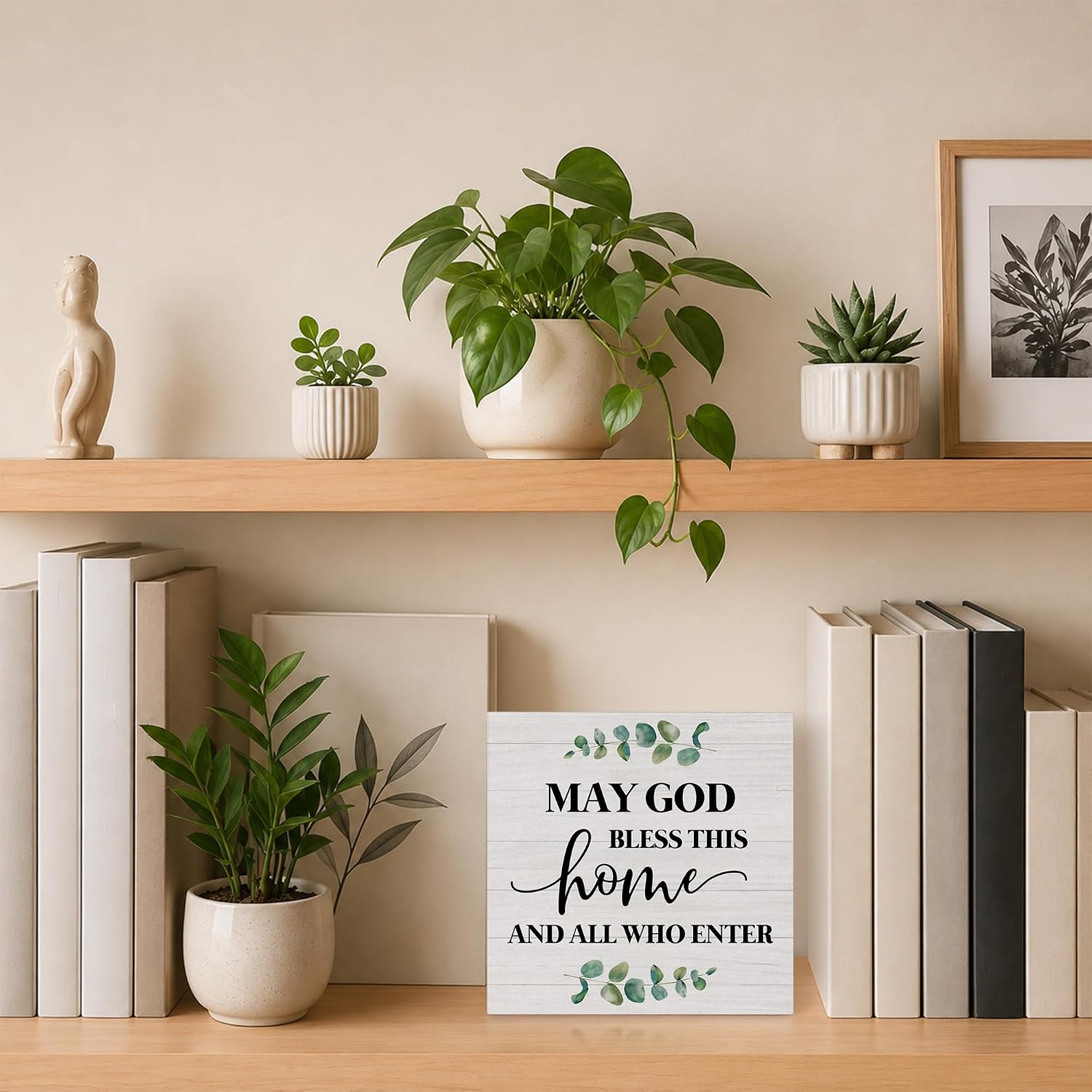 May God Bless This Home Christian Wooden Sign Desk Shelf Decor 5x5 image 3