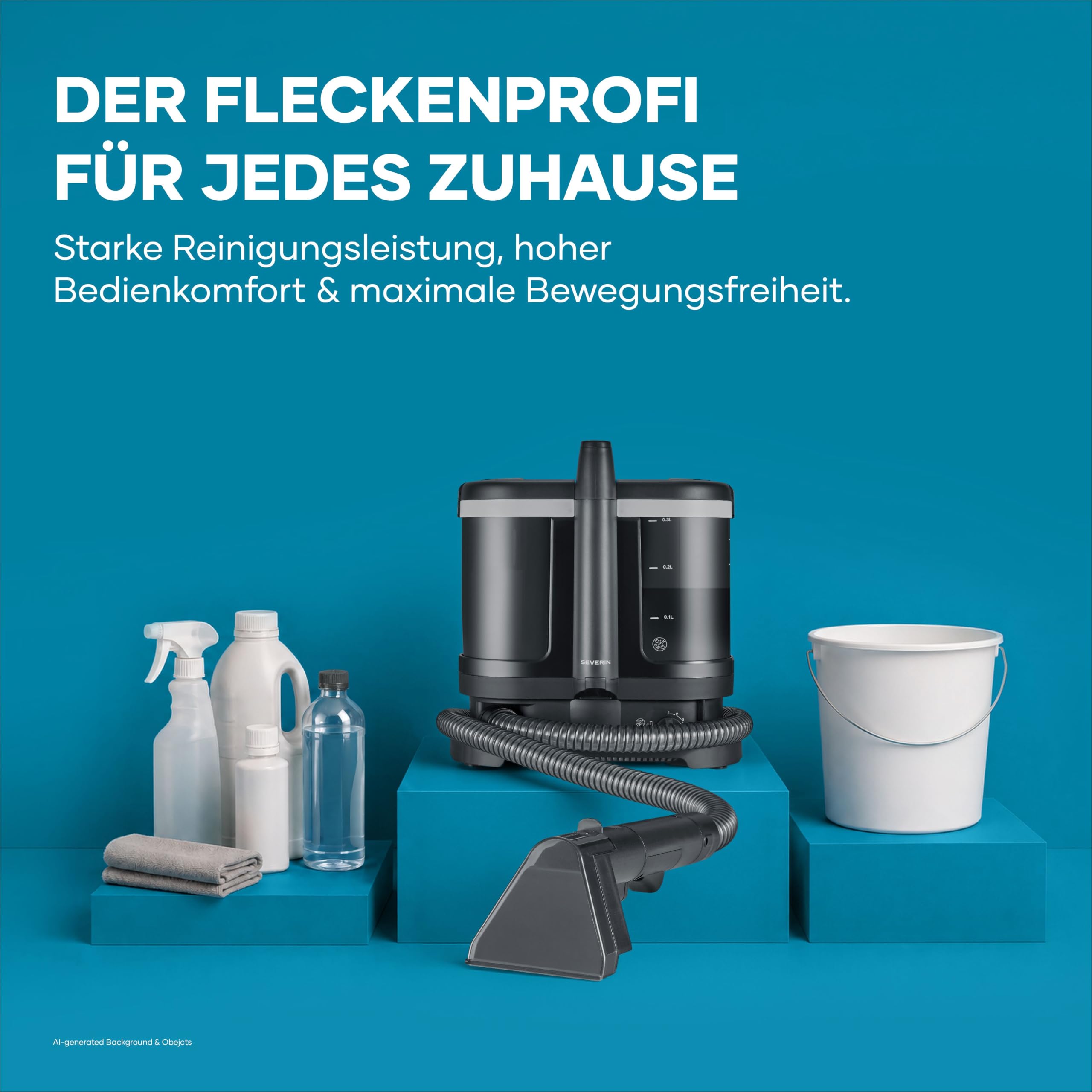 Severin Polsterreiniger, für Teppich, Polster, Autositze & Sofa, 2-Tank-Nasssauger, Waschsauger, Teppich-Reiniger, Frischwassertank: 1,25L, S-Power, 450W, anthrazit, schwarz, SC 7188