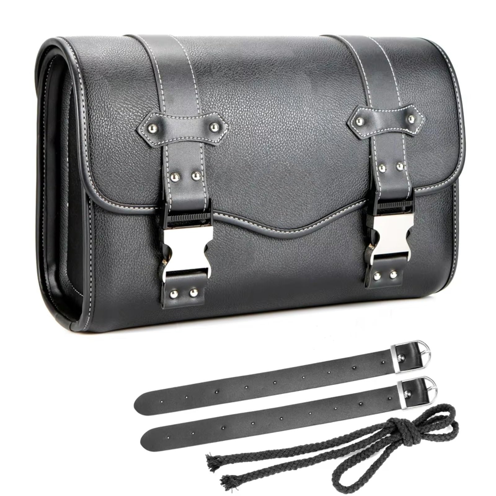 Compatibile Con Suzuki 1 Pz Borse Laterali Moto Borsa Forcella Bagagli In PU Attrezzi Laterale Sella Accessori Ricambio Sacche Moto(Large size black)